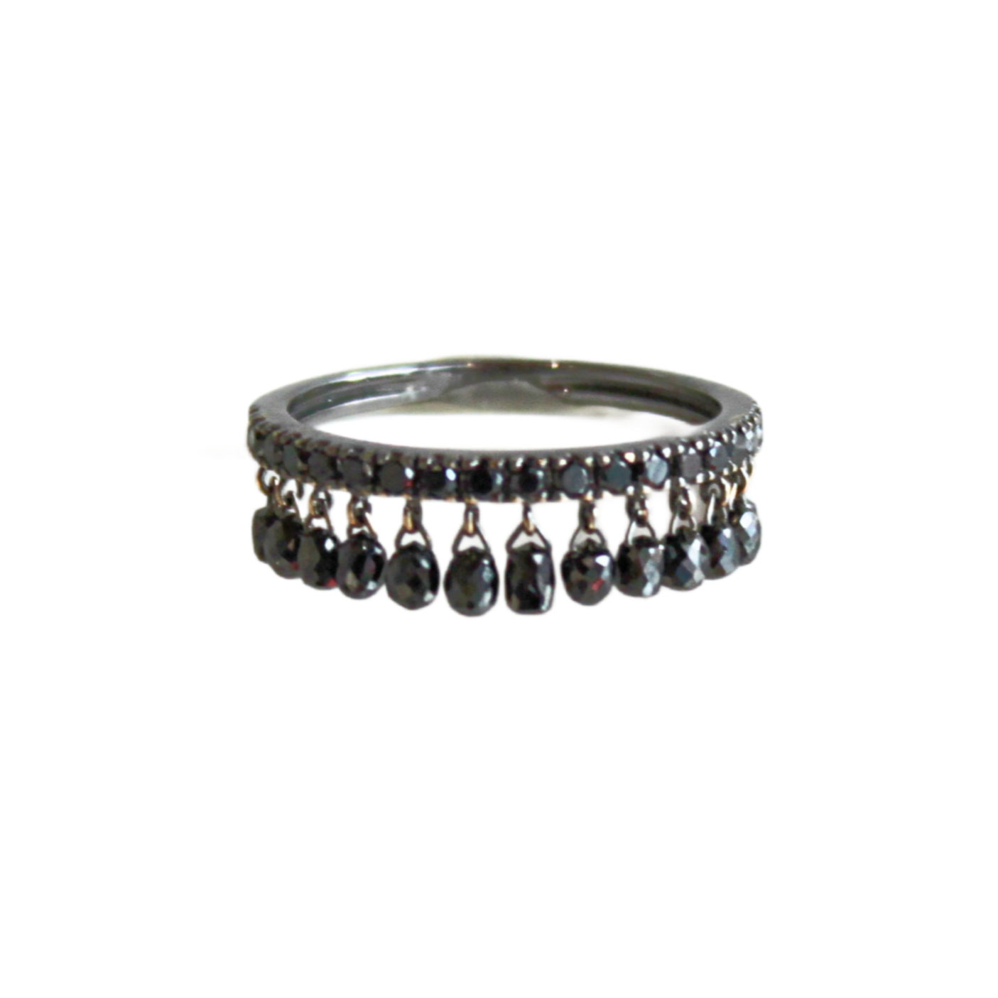 black diamond rhodium plated ring