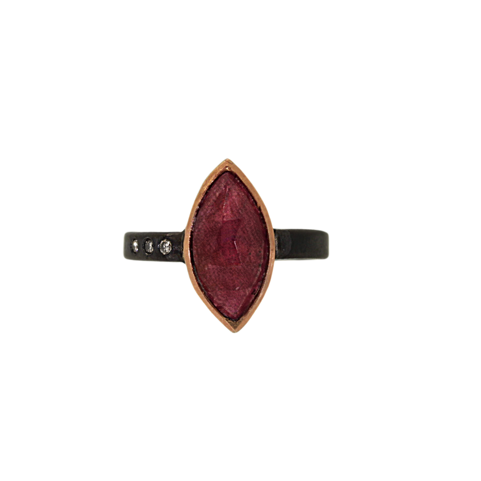 Marquise Ruby Bezel on Rhodium Plated Band
