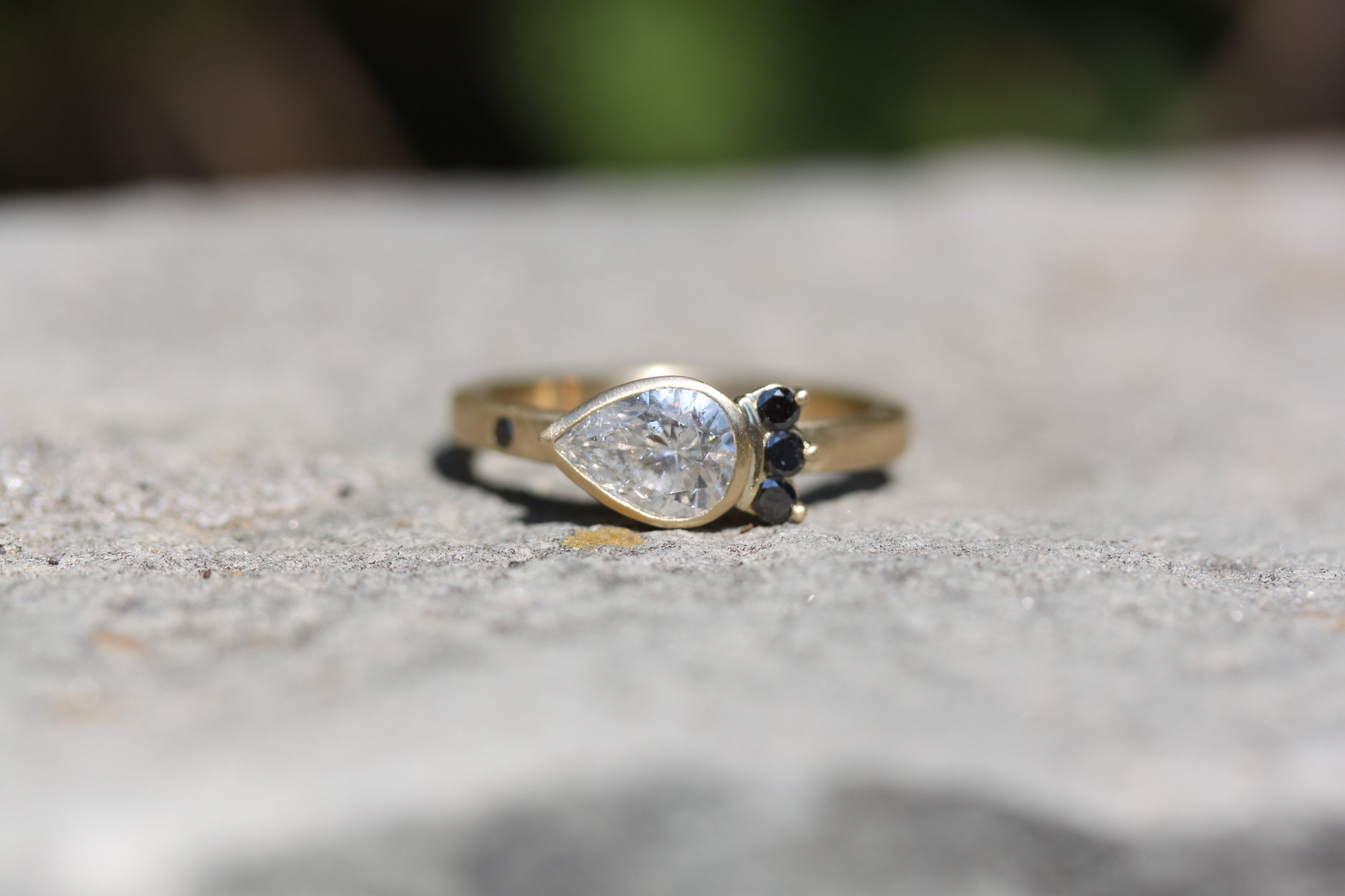 Sideways Pear Shape Raw Diamond Engagement Ring