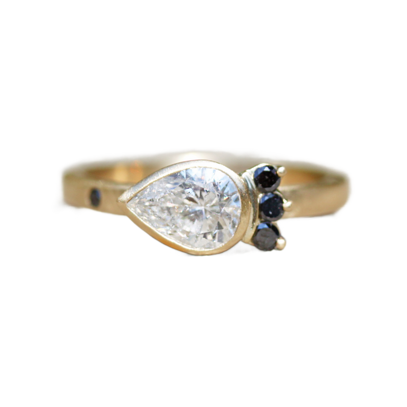 Sideways Pear Shape Raw Diamond Engagement Ring