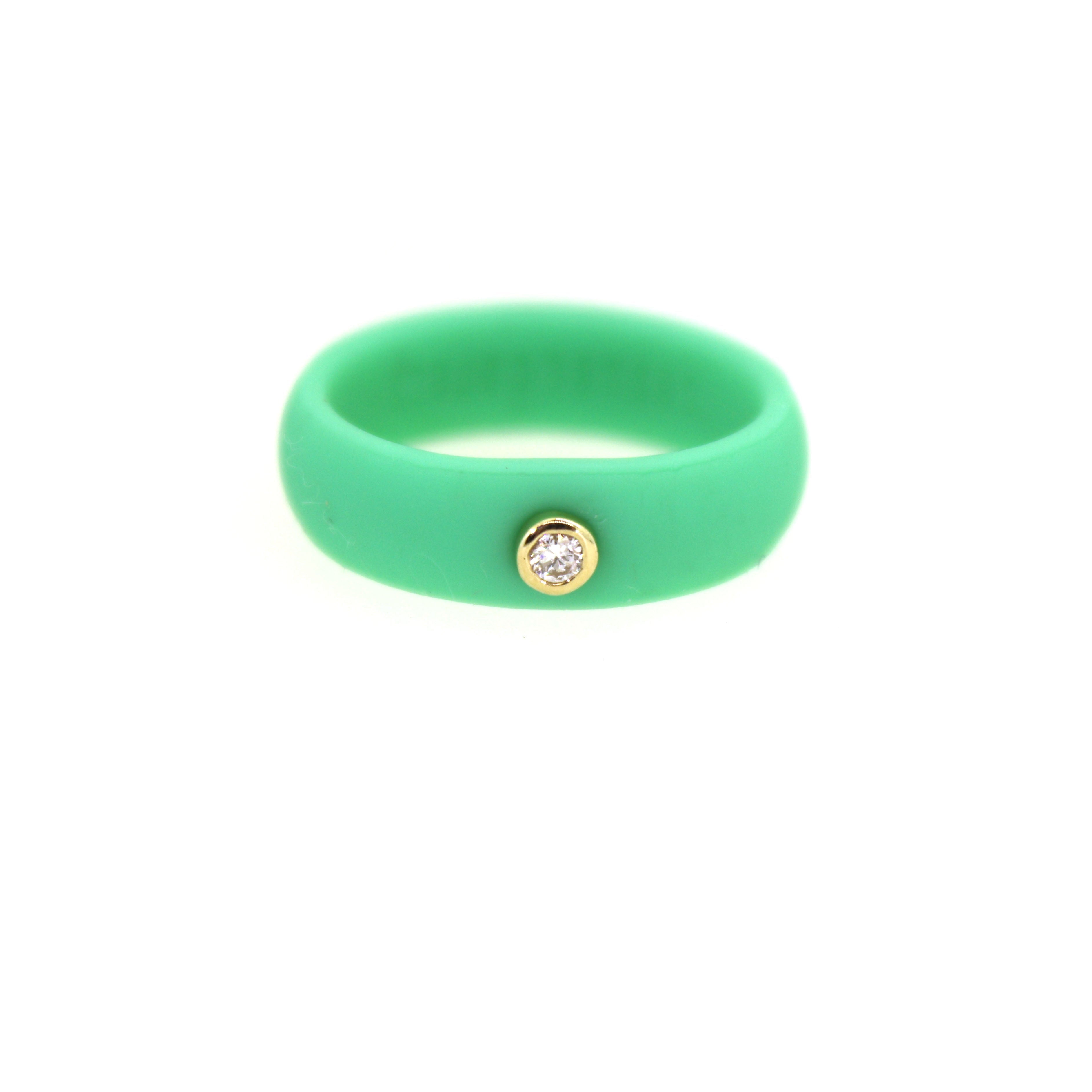 Single Diamond Silicone Band - Retro Green