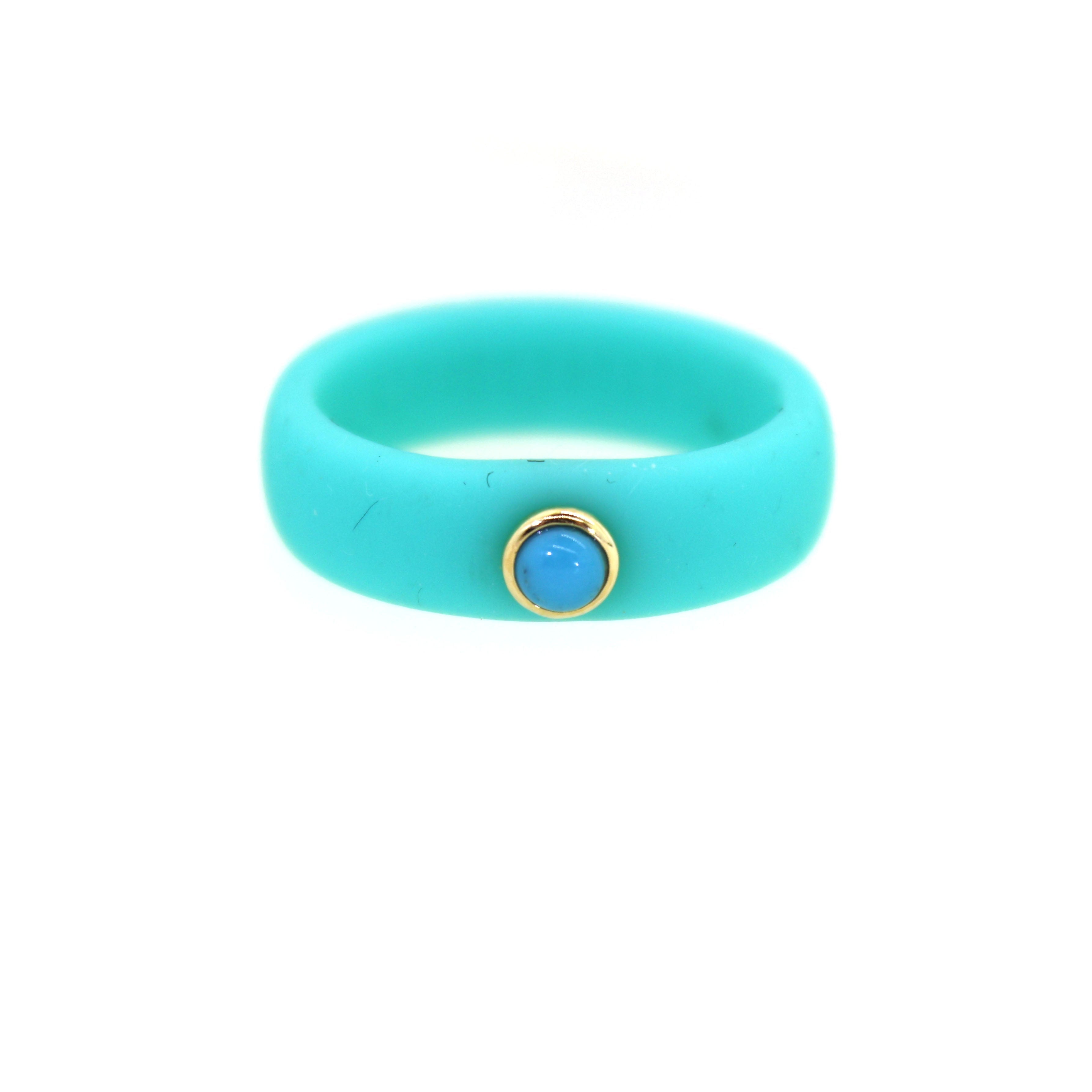 Turquoise Stone Silicone Band - Aqua