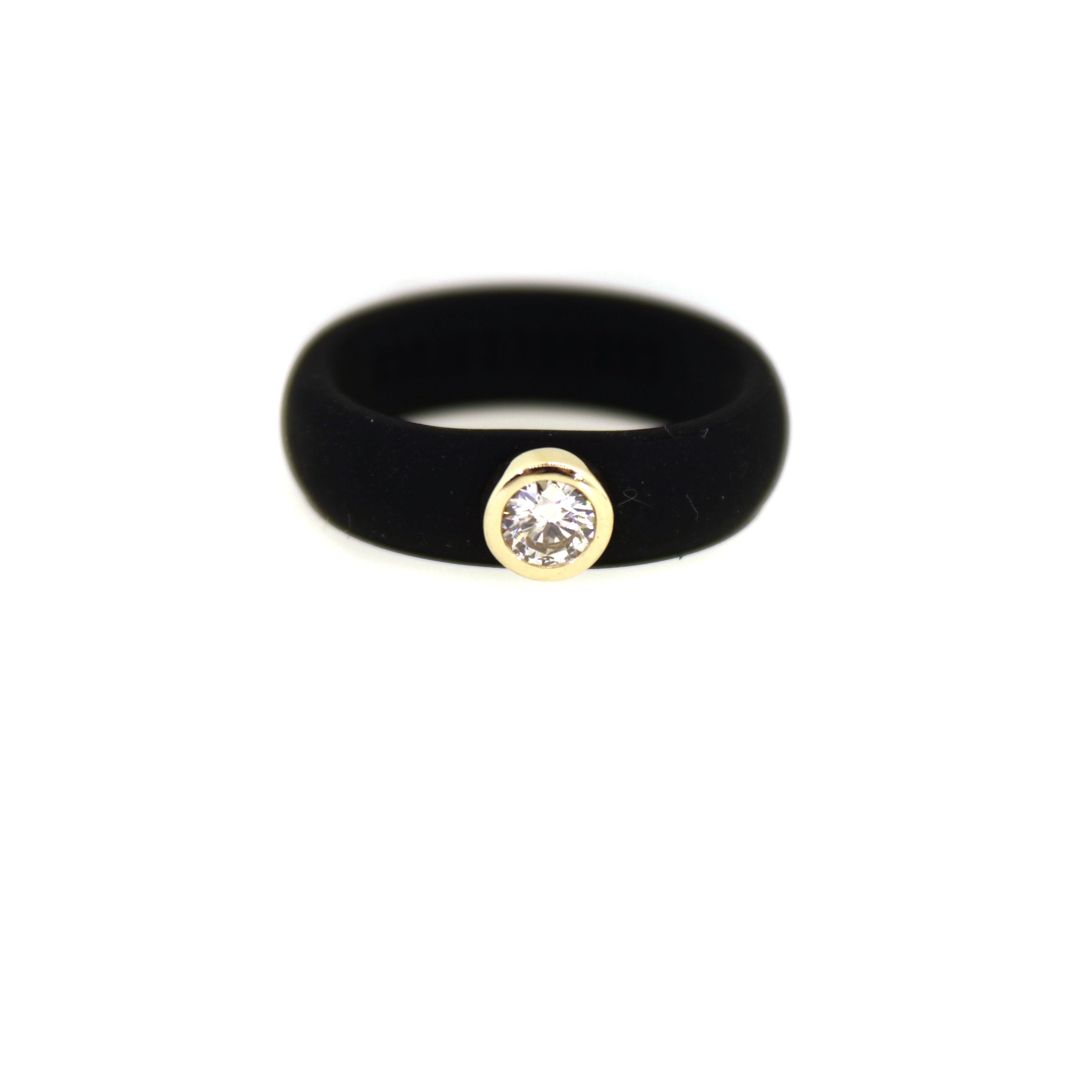 Single Diamond Silicone Band - Black