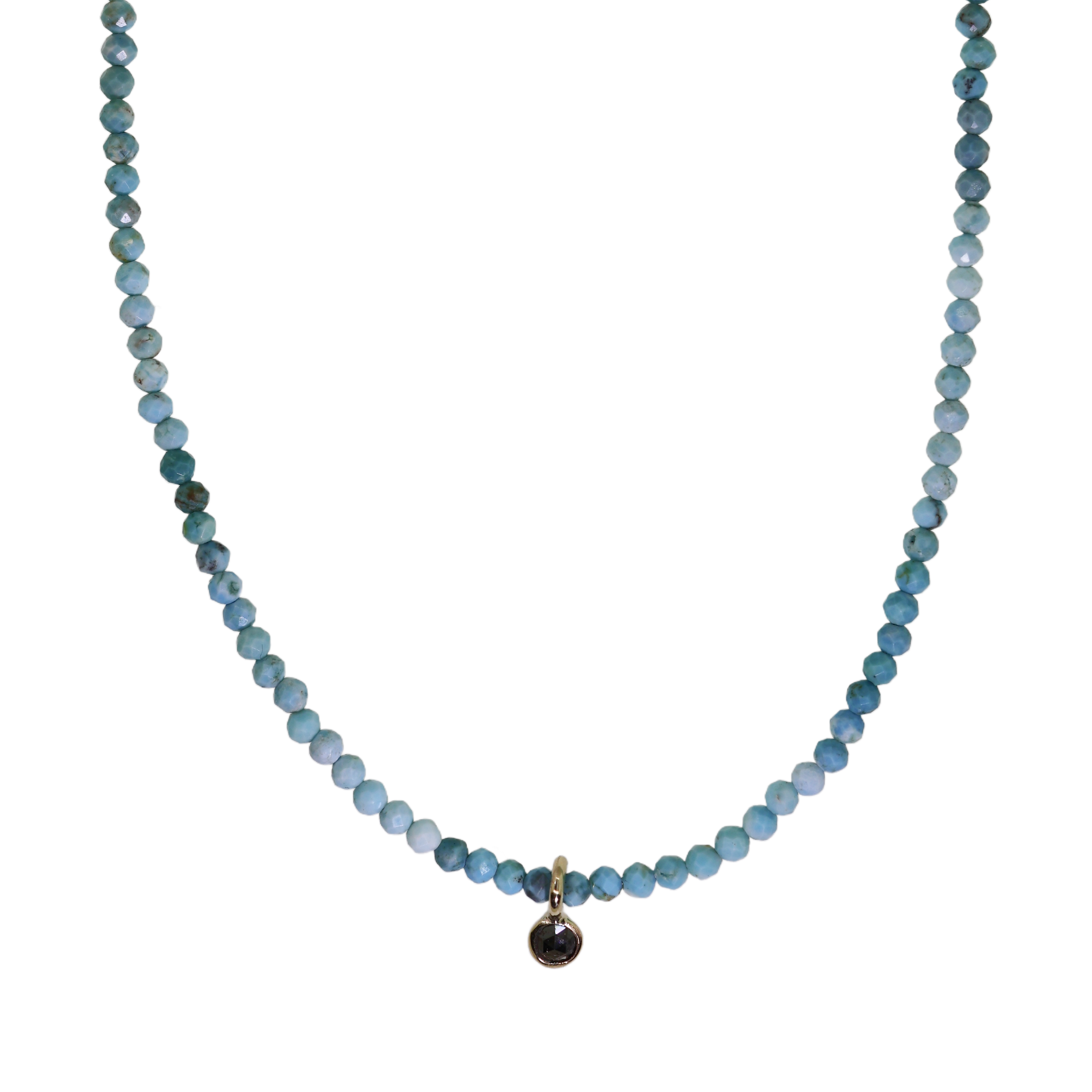 Turquoise & Black Diamond Pendant Necklace