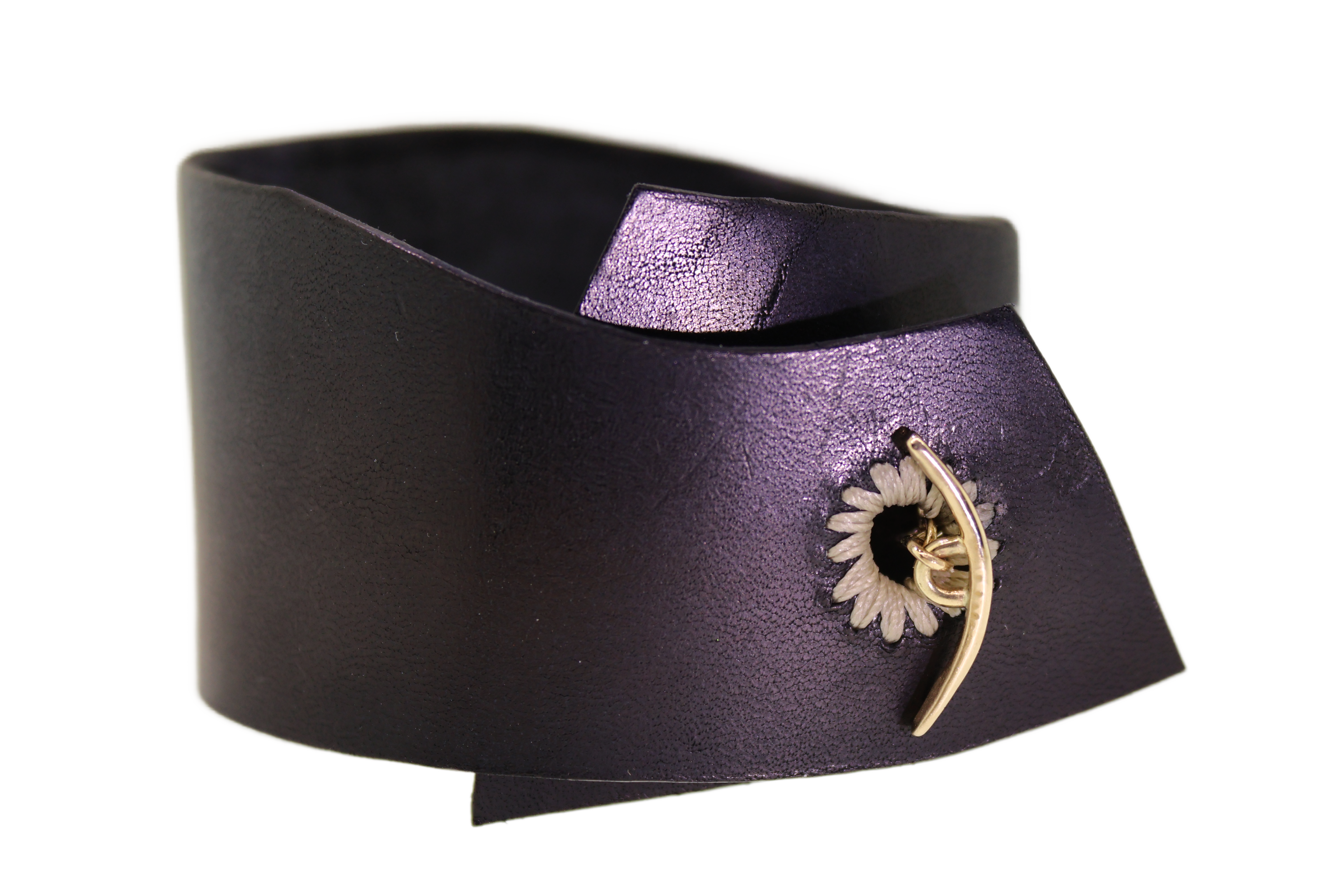 Handmade Leather & Diamond Cuff Bracelet