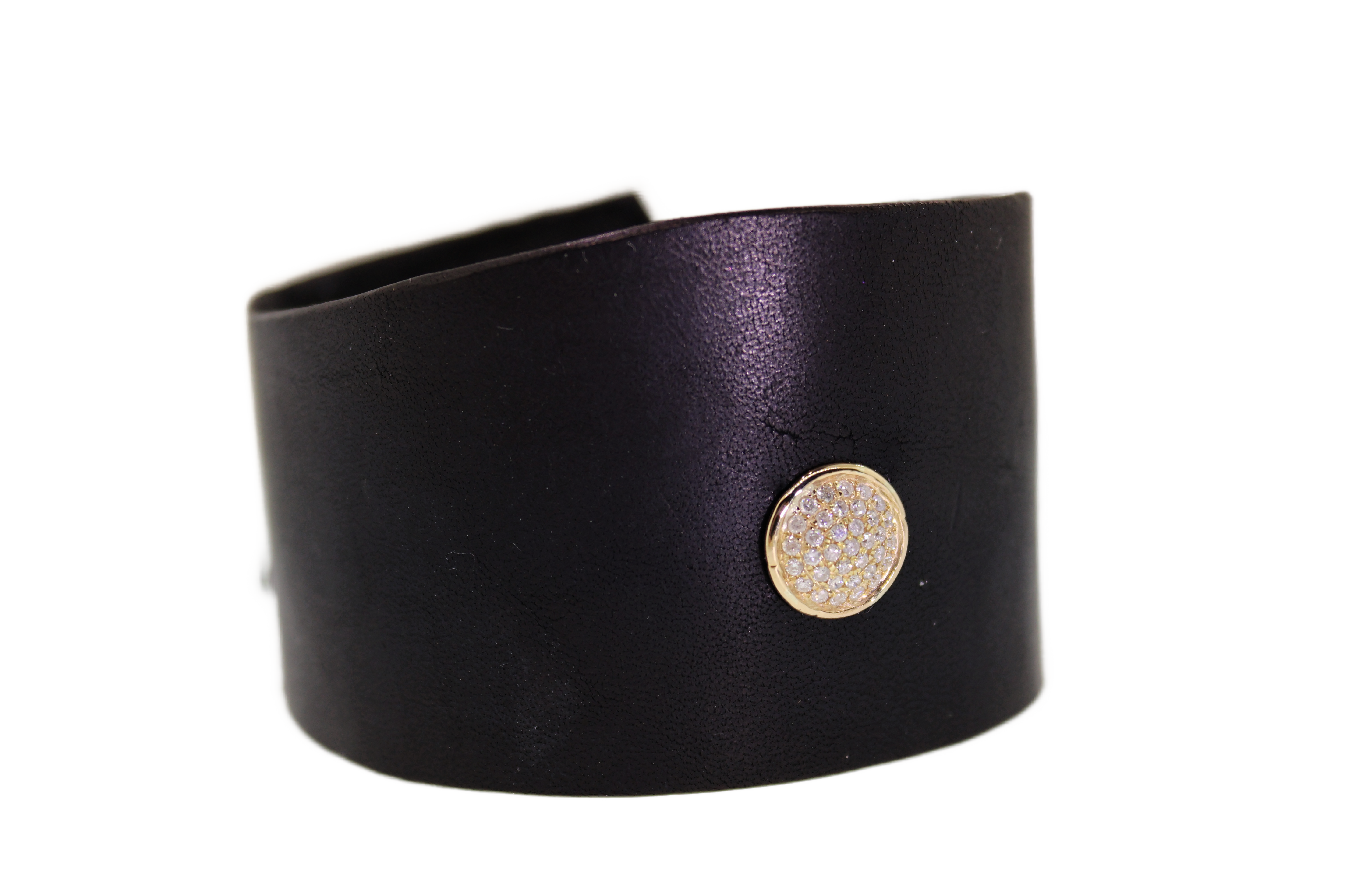 Handmade Leather & Diamond Cuff Bracelet