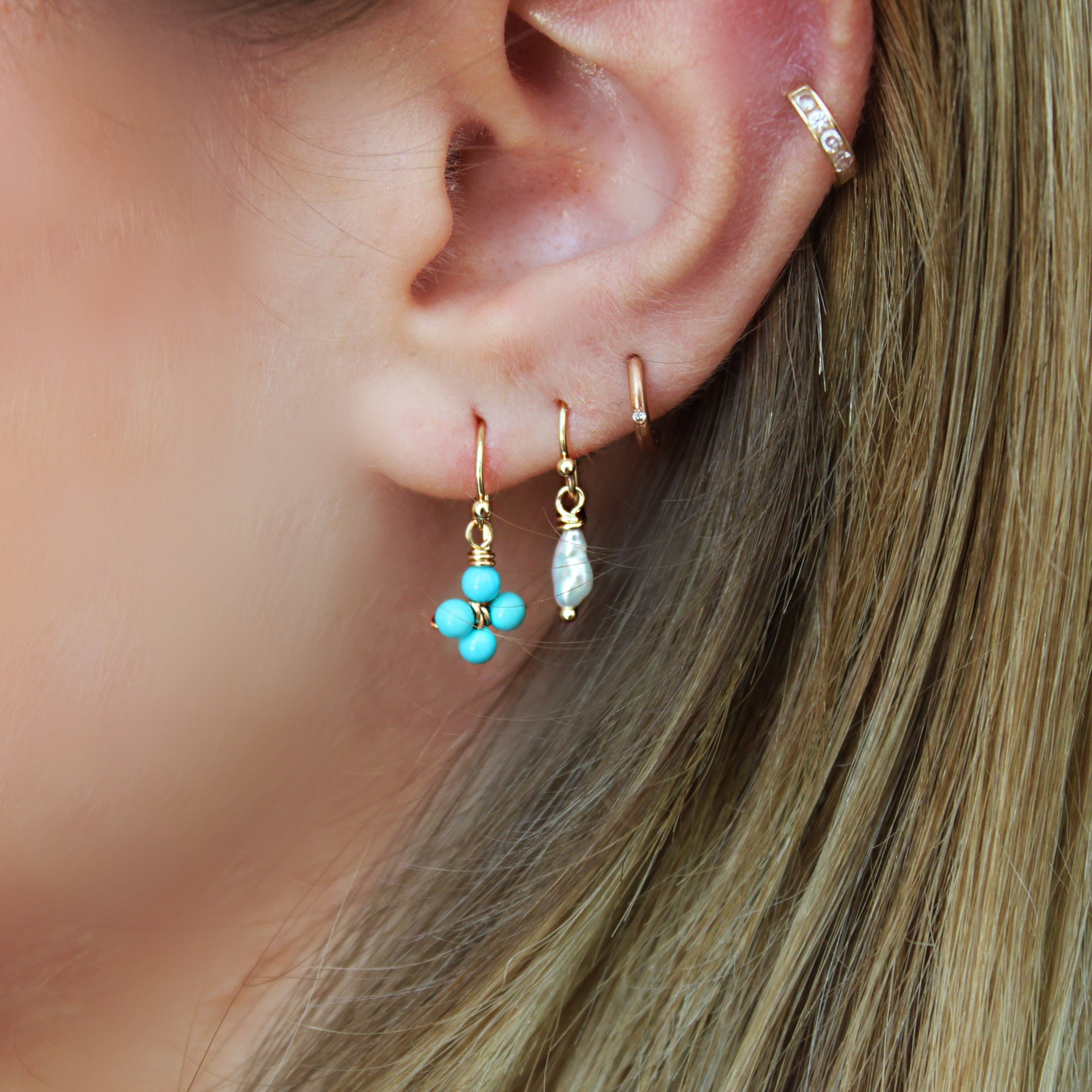 Turquoise Flower Dangle Earrings