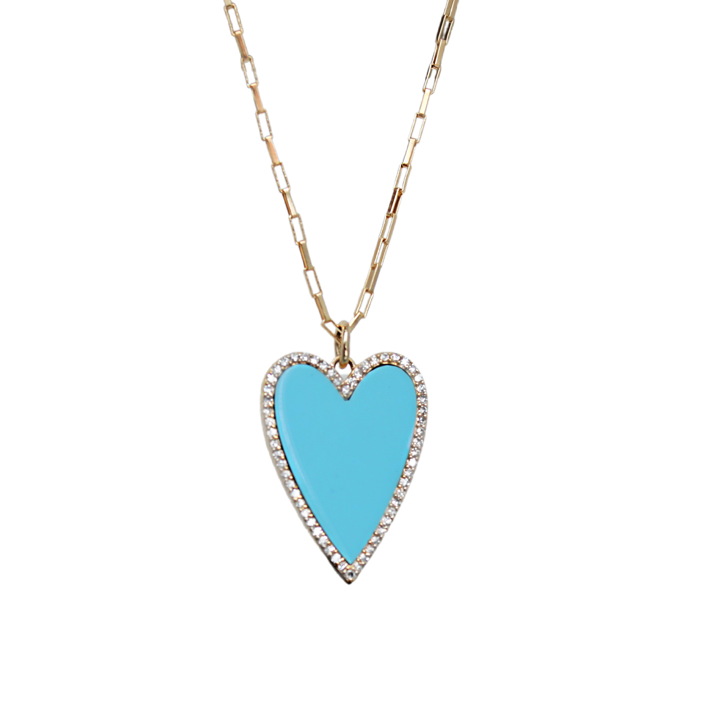 Large Turquoise Heart & Diamond Halo