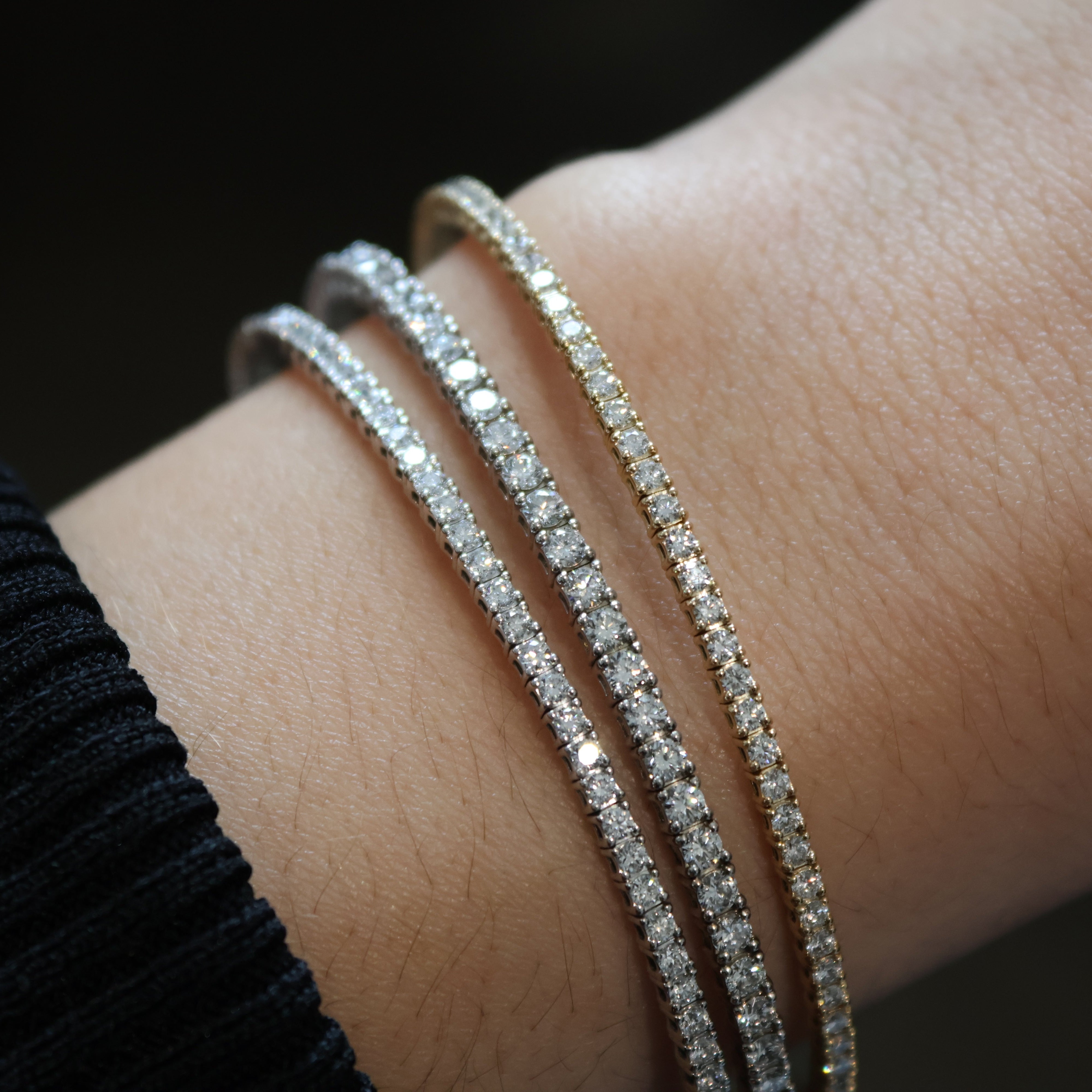 Small Diamond Flex Tennis Bangle White Gold