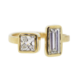 Open Shank Princess & Emerald Cut Diamonds Engagement Ring