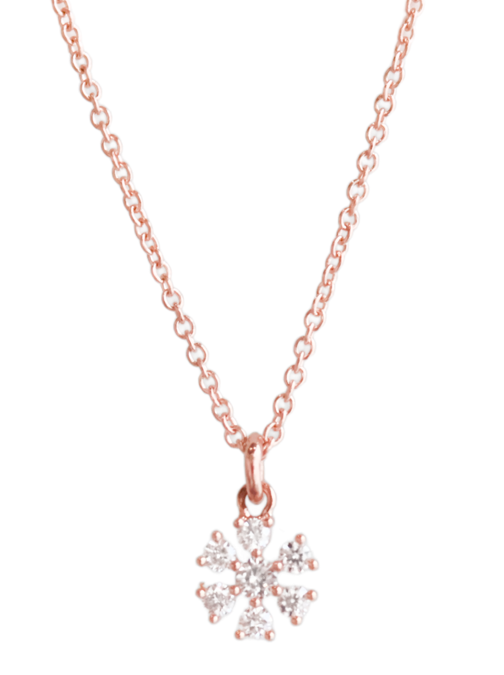 Rose Gold Prong Set Diamond Flower Necklace