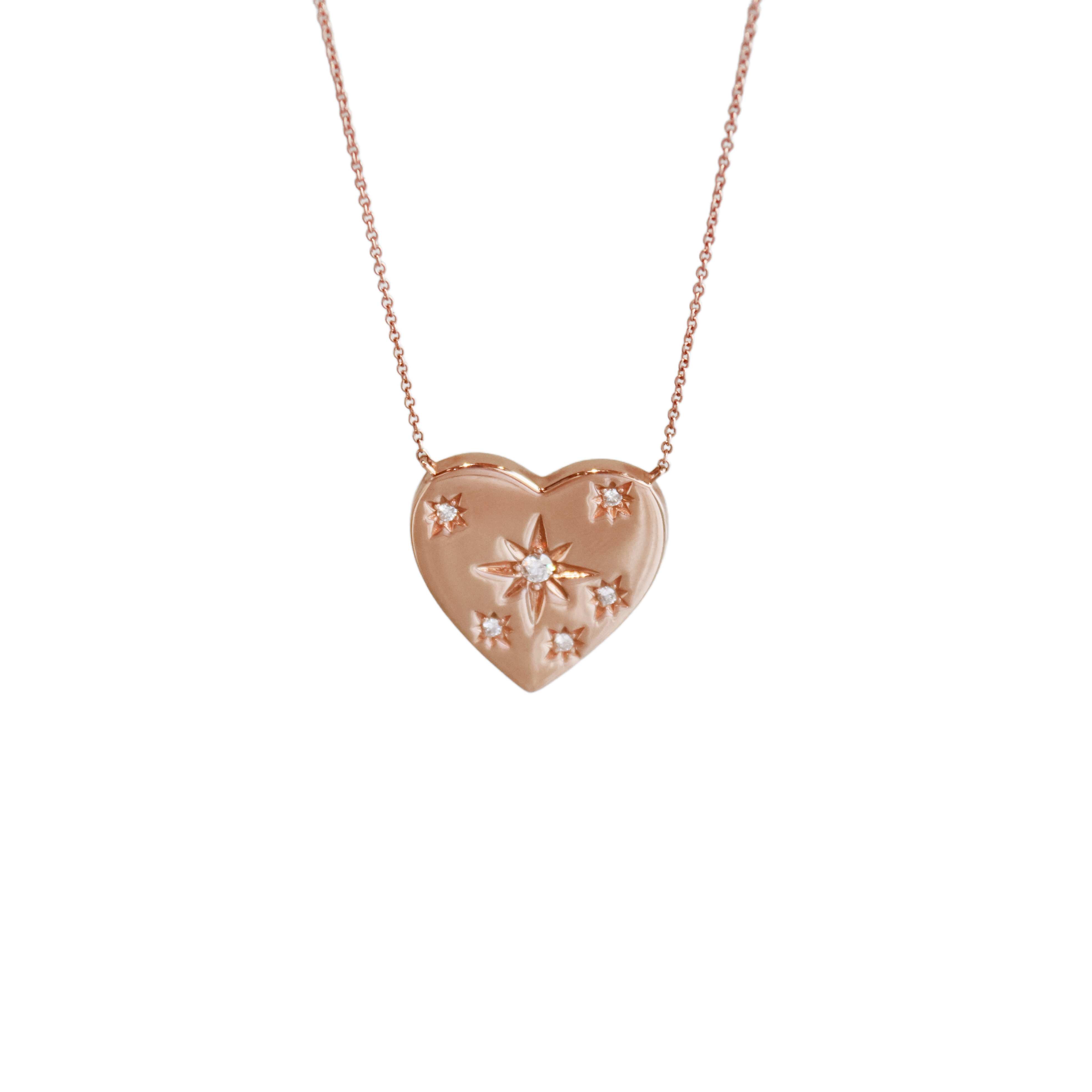 Rose Gold Large Diamond Heart Necklace