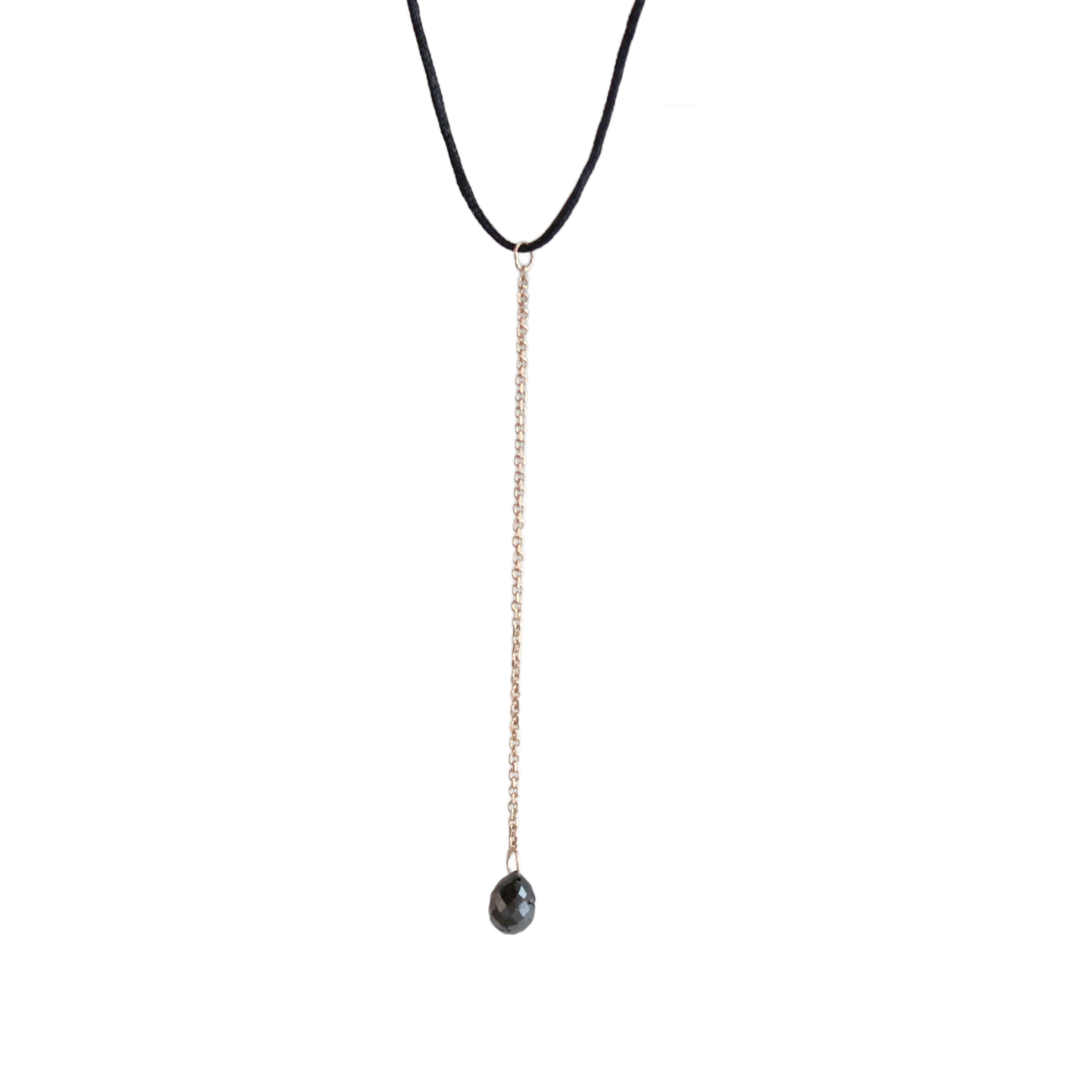 Black Diamond Briolette Dangle Necklace