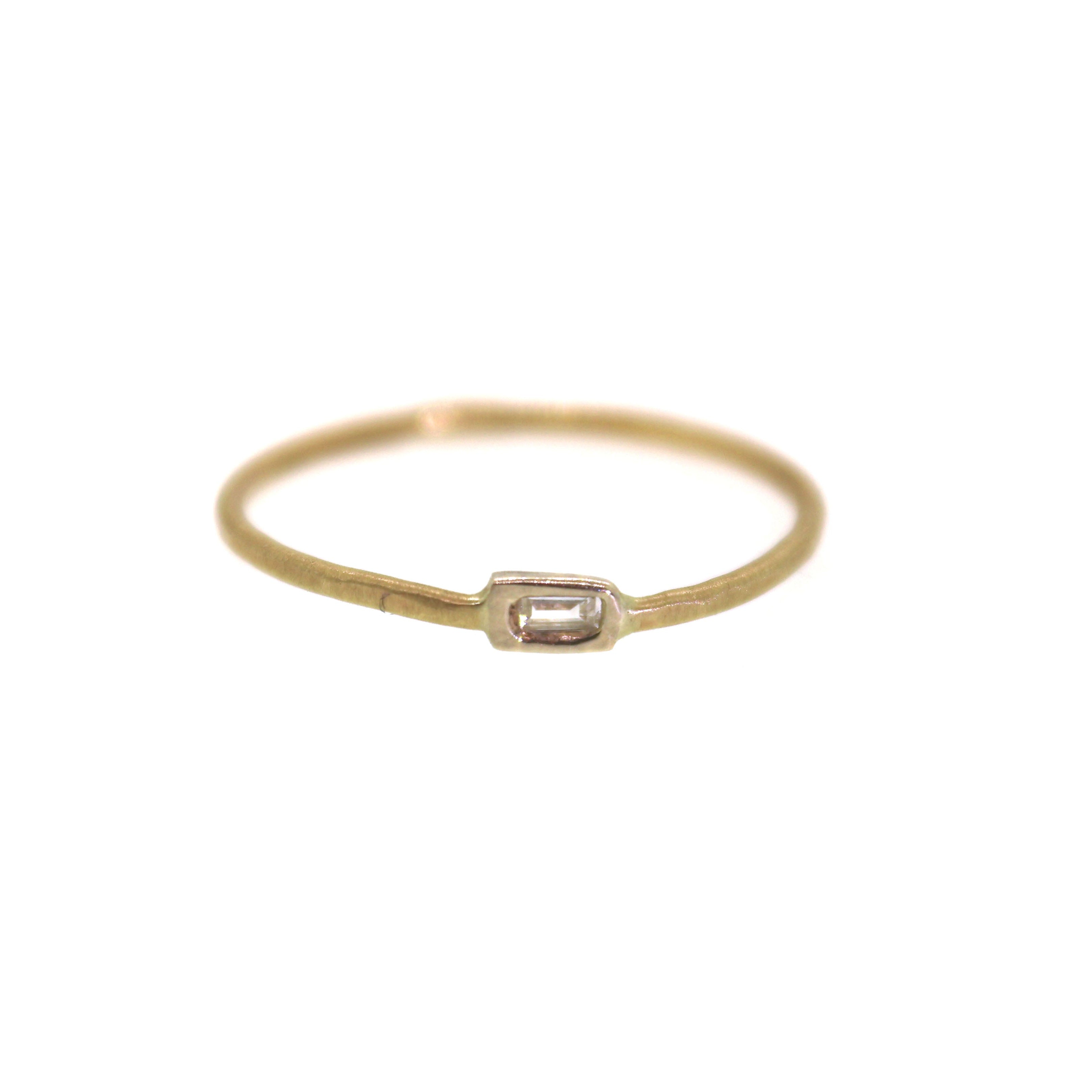 East West Baby Baguette Diamond Ring