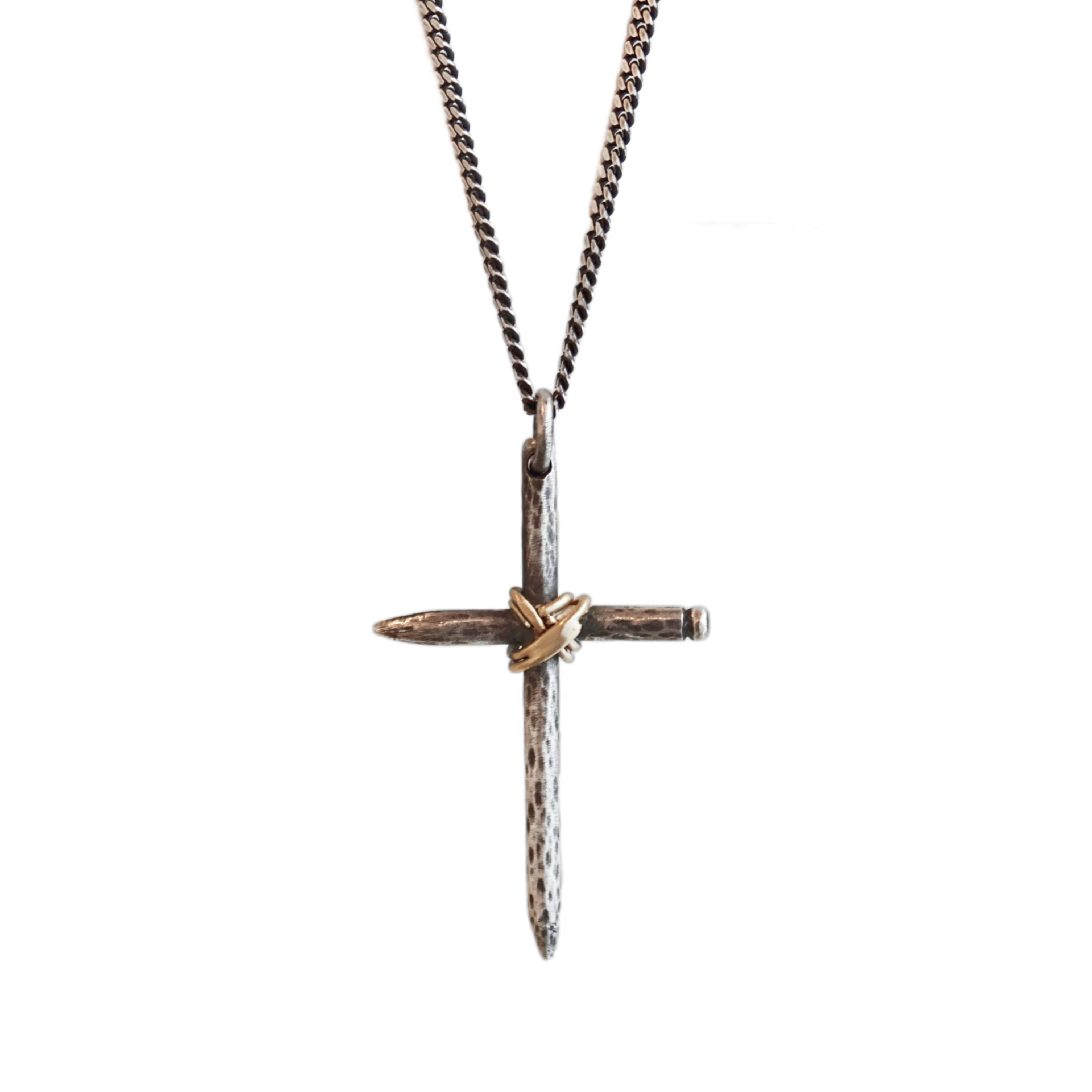 Nail Cross Pendant On Silver Cuban Chain