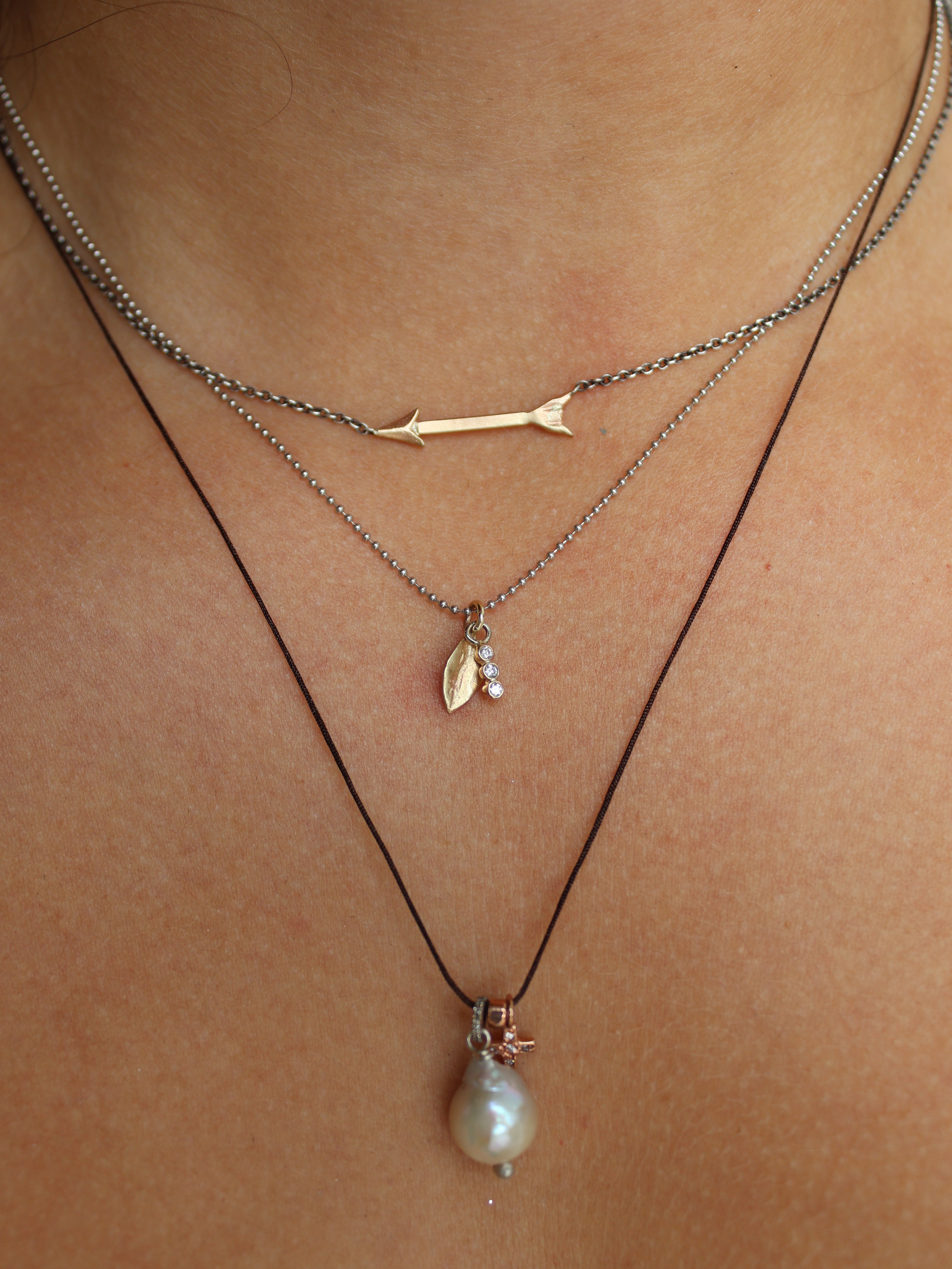 Silver & Yellow Gold Arrow Necklace