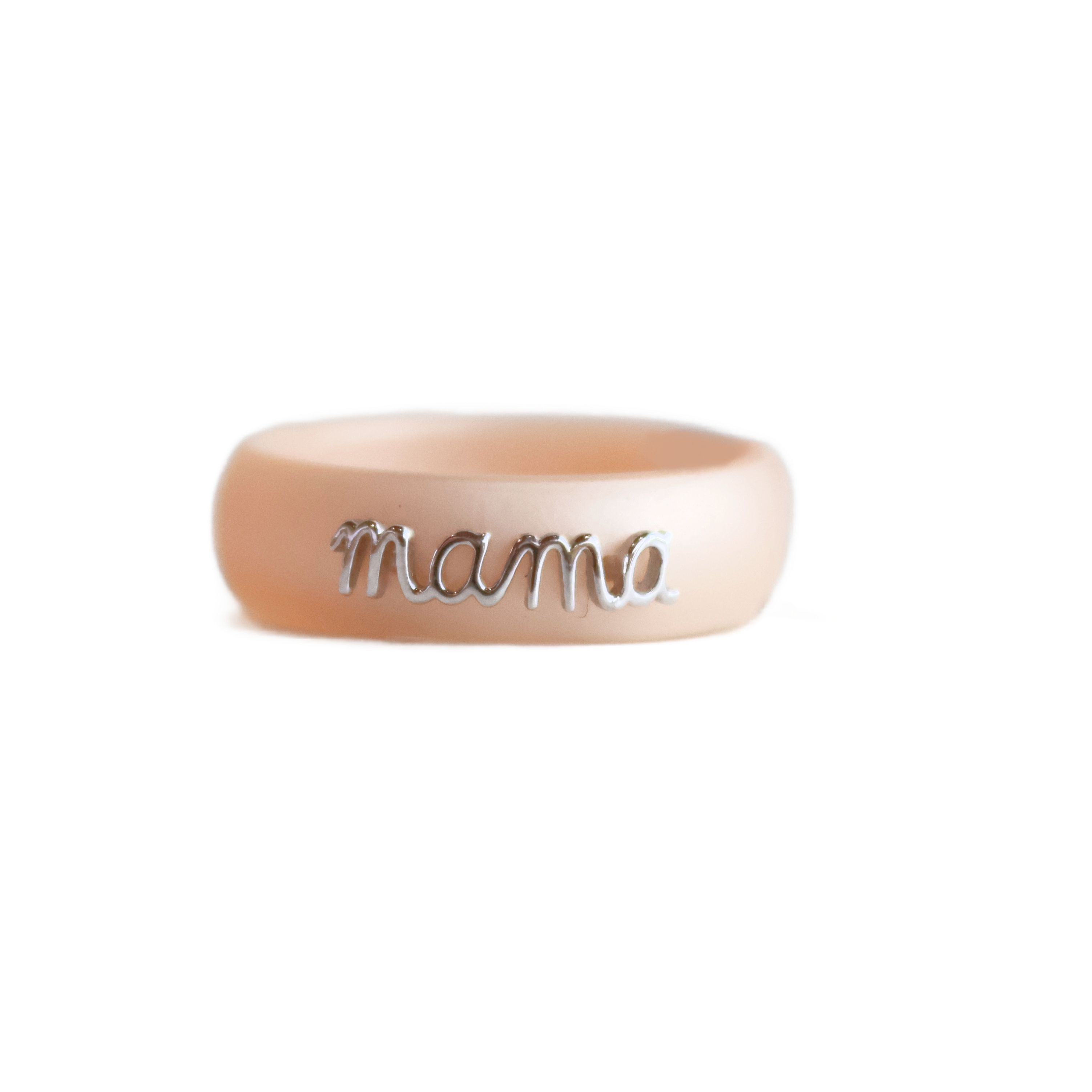 Sterling Silver "mama" Silicone Band - Champagne