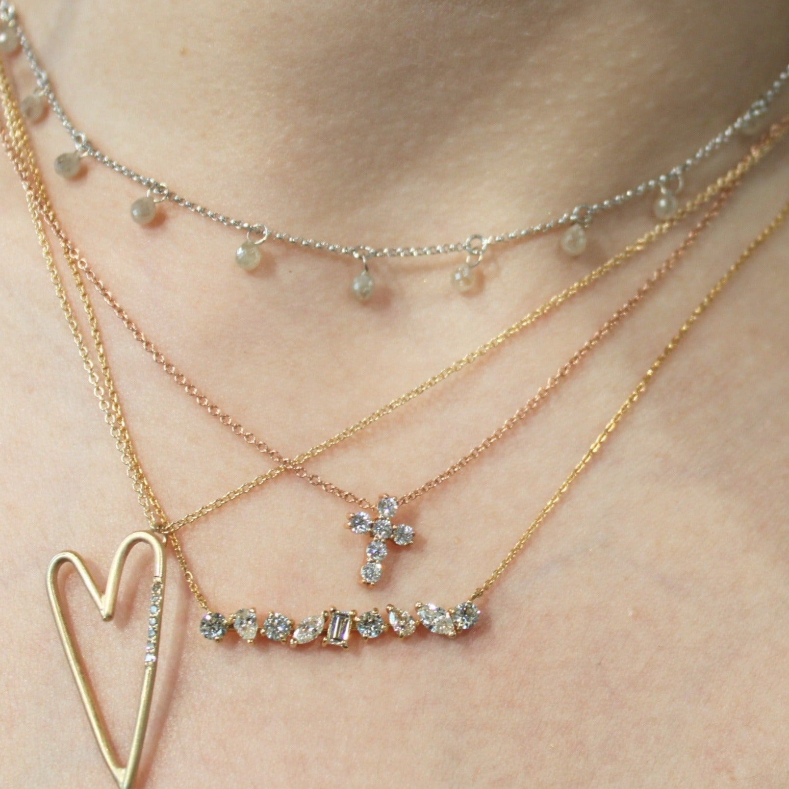 Diamond & Gold Cross Necklace