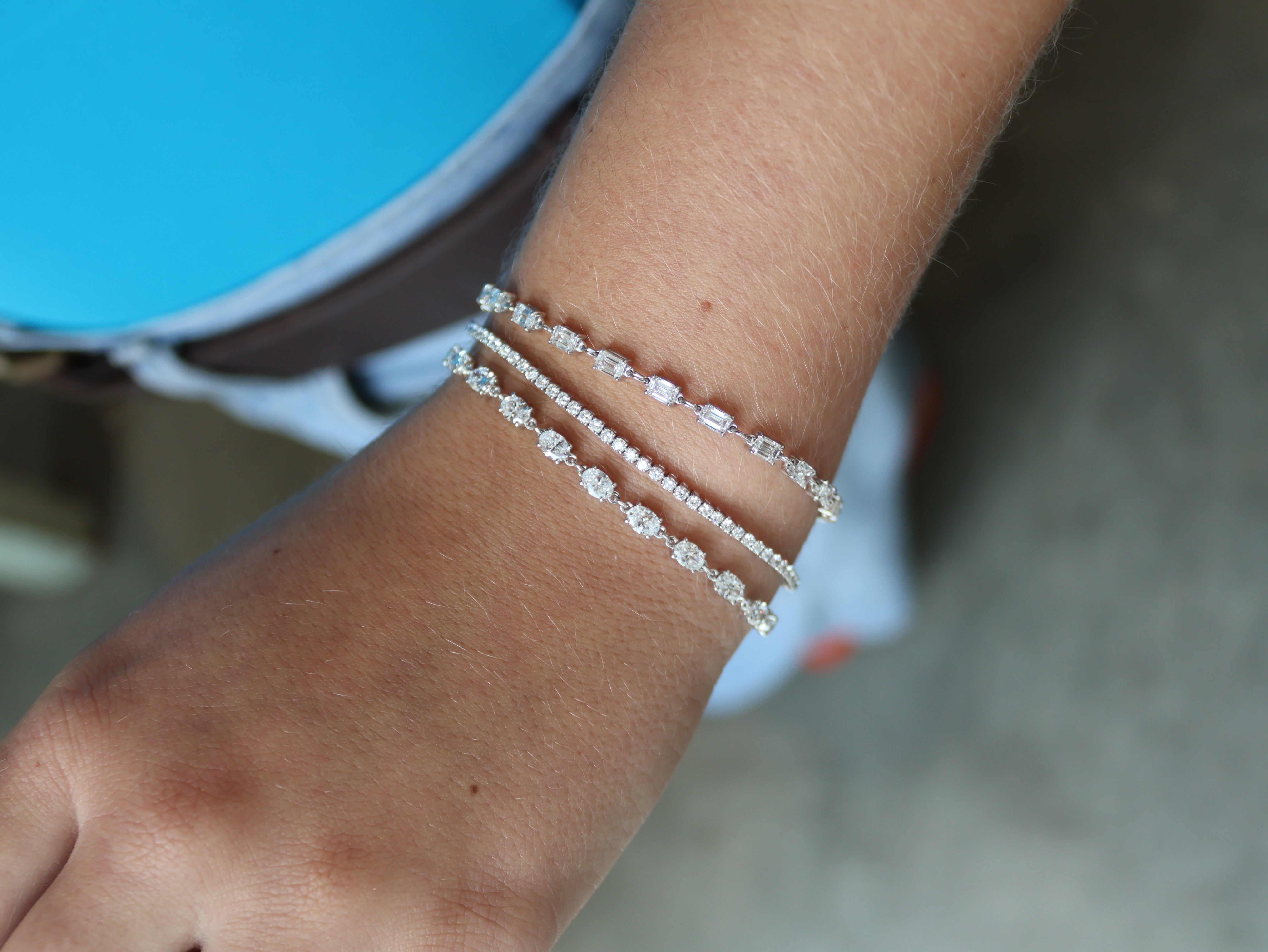 White Gold Emerald Cut Diamond Bracelet