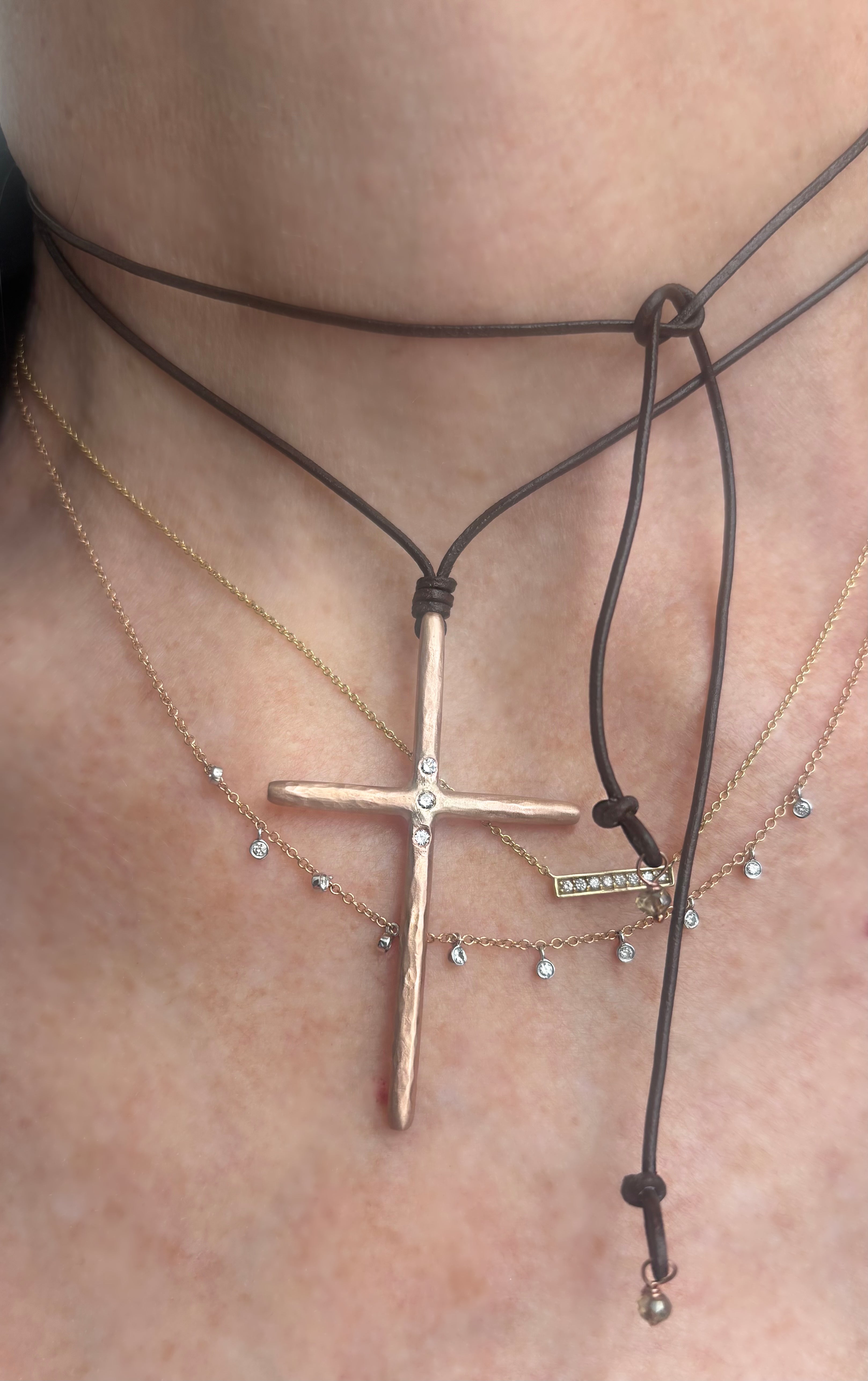 Rose Gold Chunky Diamond Cross Necklace
