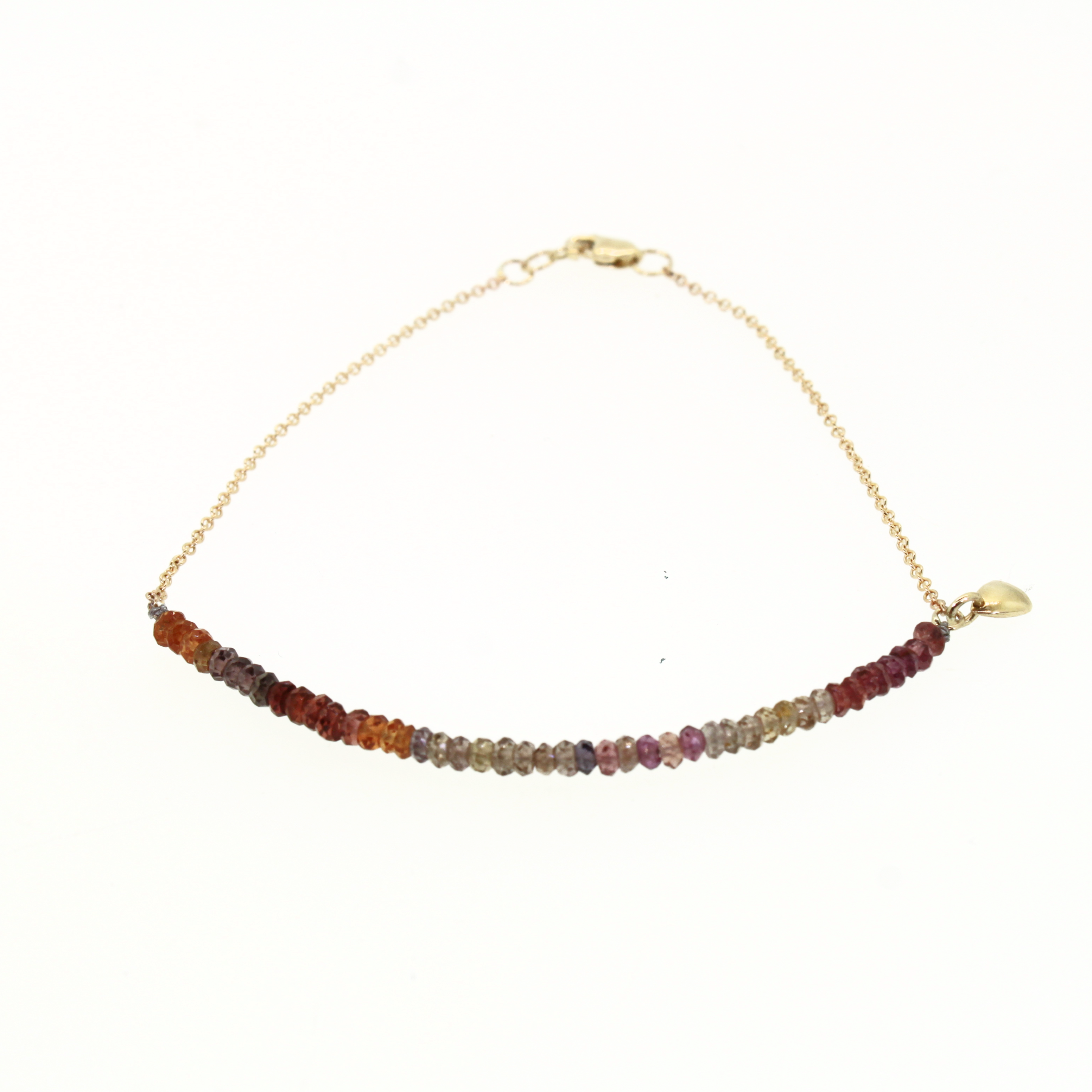 Half Multicolor Sapphires and Half Chain Bracelet