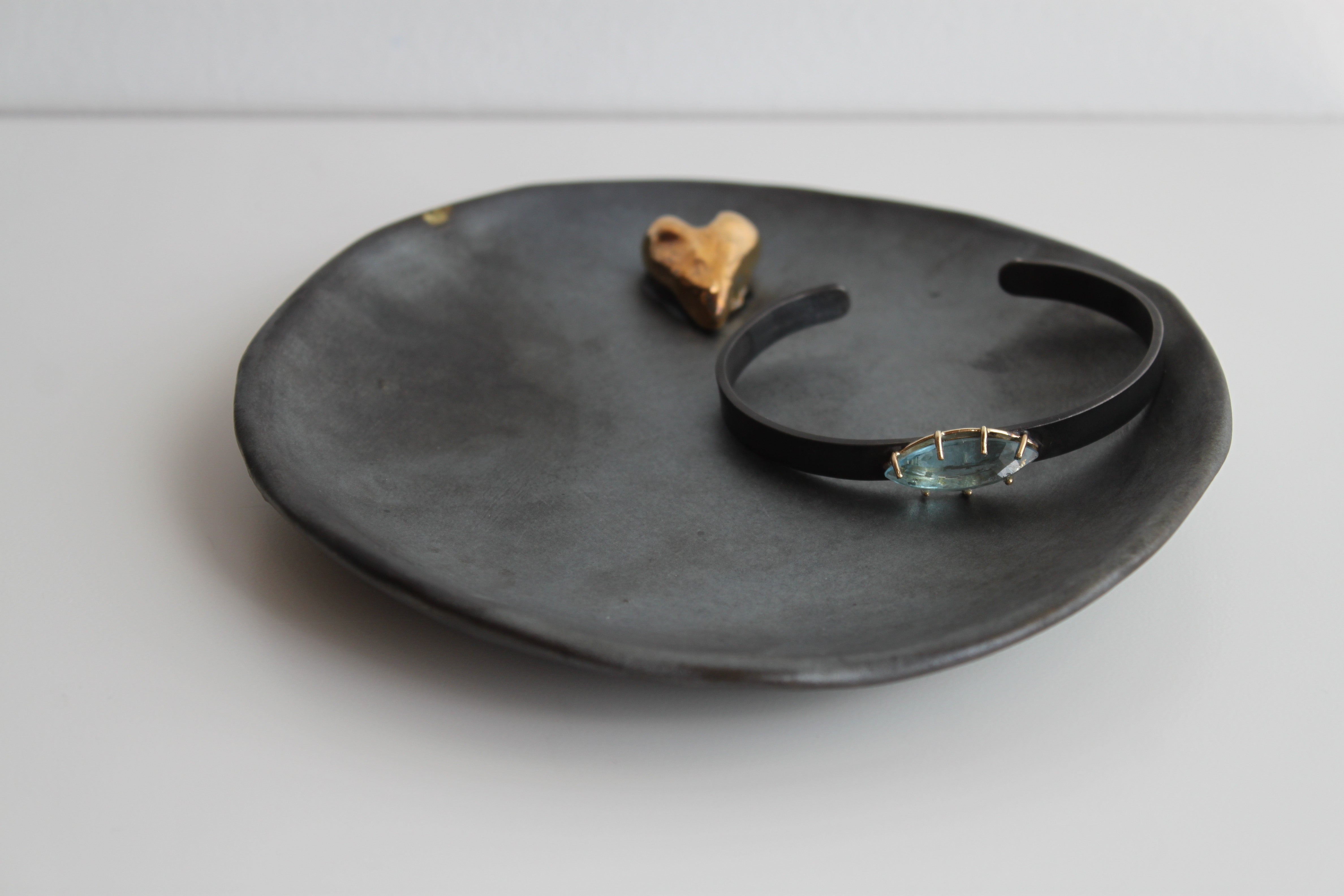 Cuqui Pewter & Gold Heart Plate