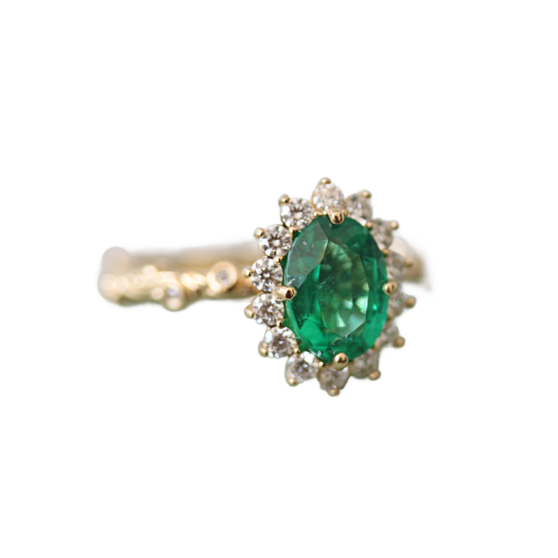 Victorian Style Emerald Engagement Ring