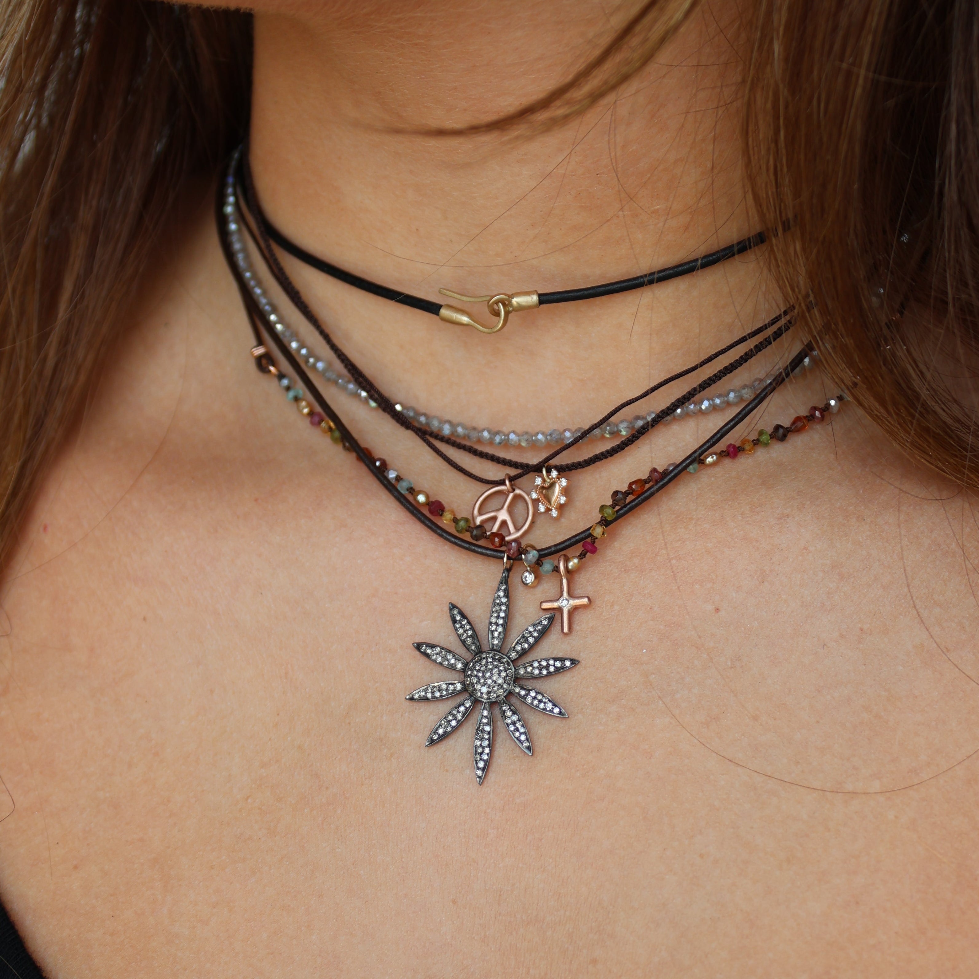 Mystic Labradorite Yellow Gold Choker