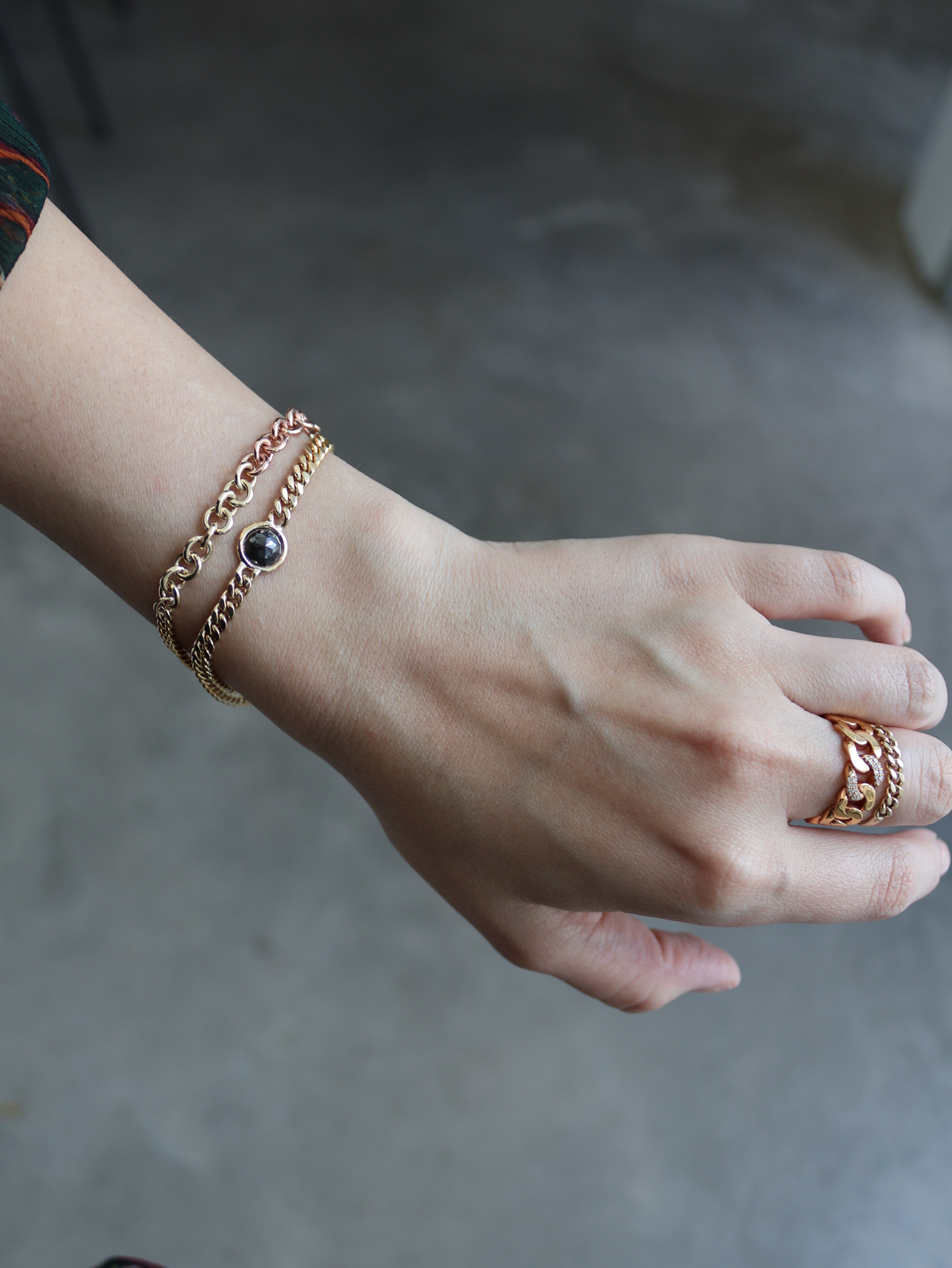 Tricolor and Cuban Link Bracelet