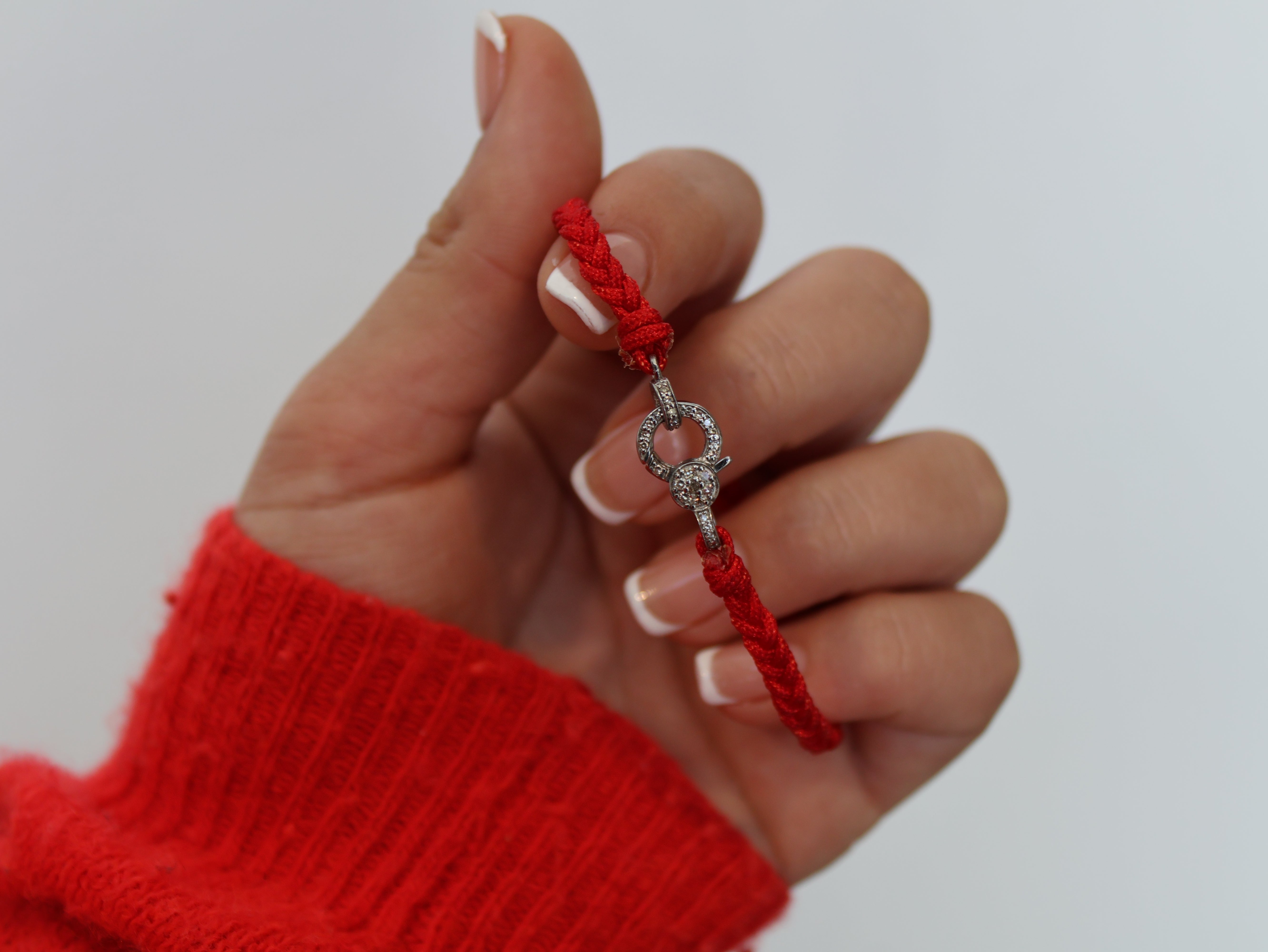 Red Cording Diamond Clasp Bracelet