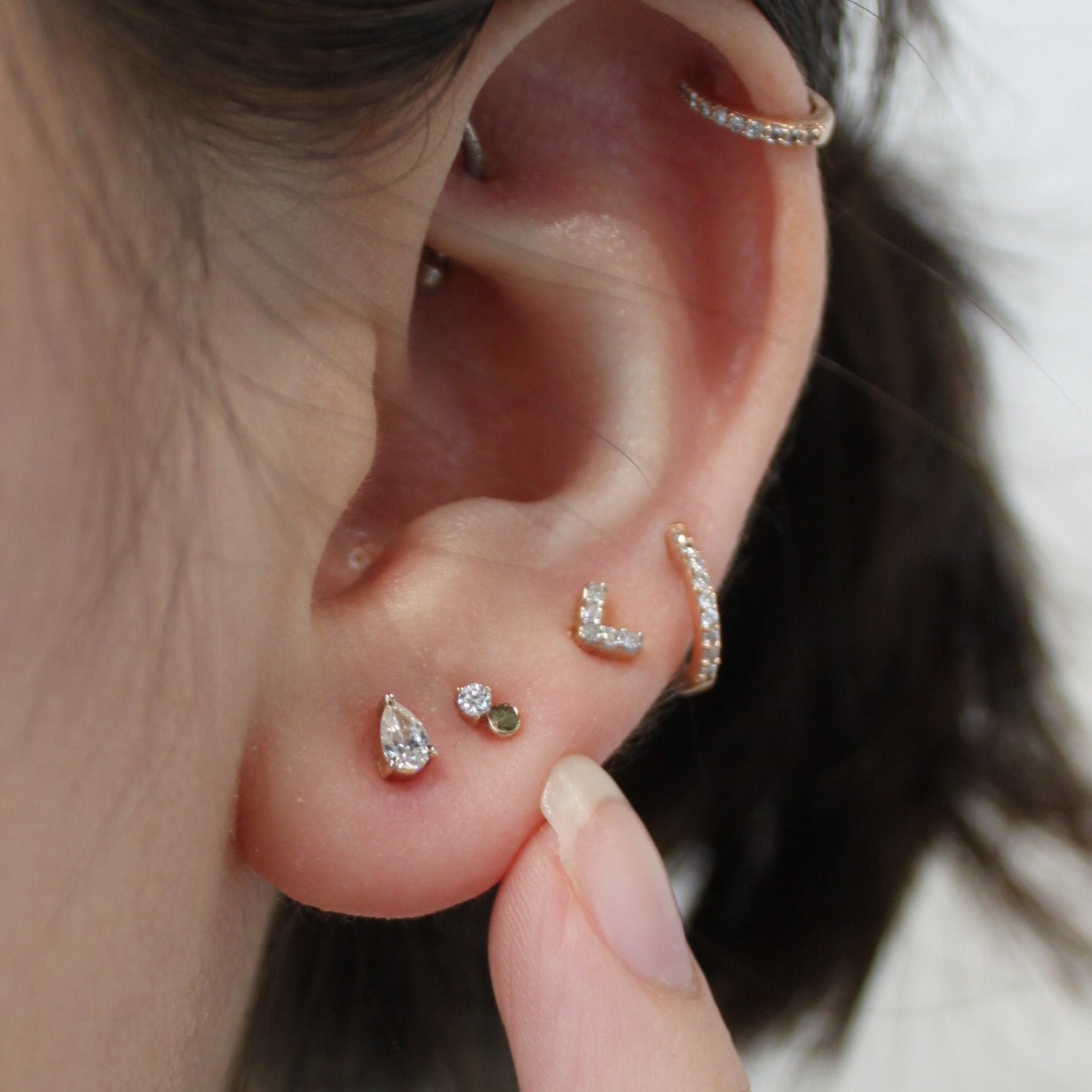 Pave Diamond V Stud Earrings