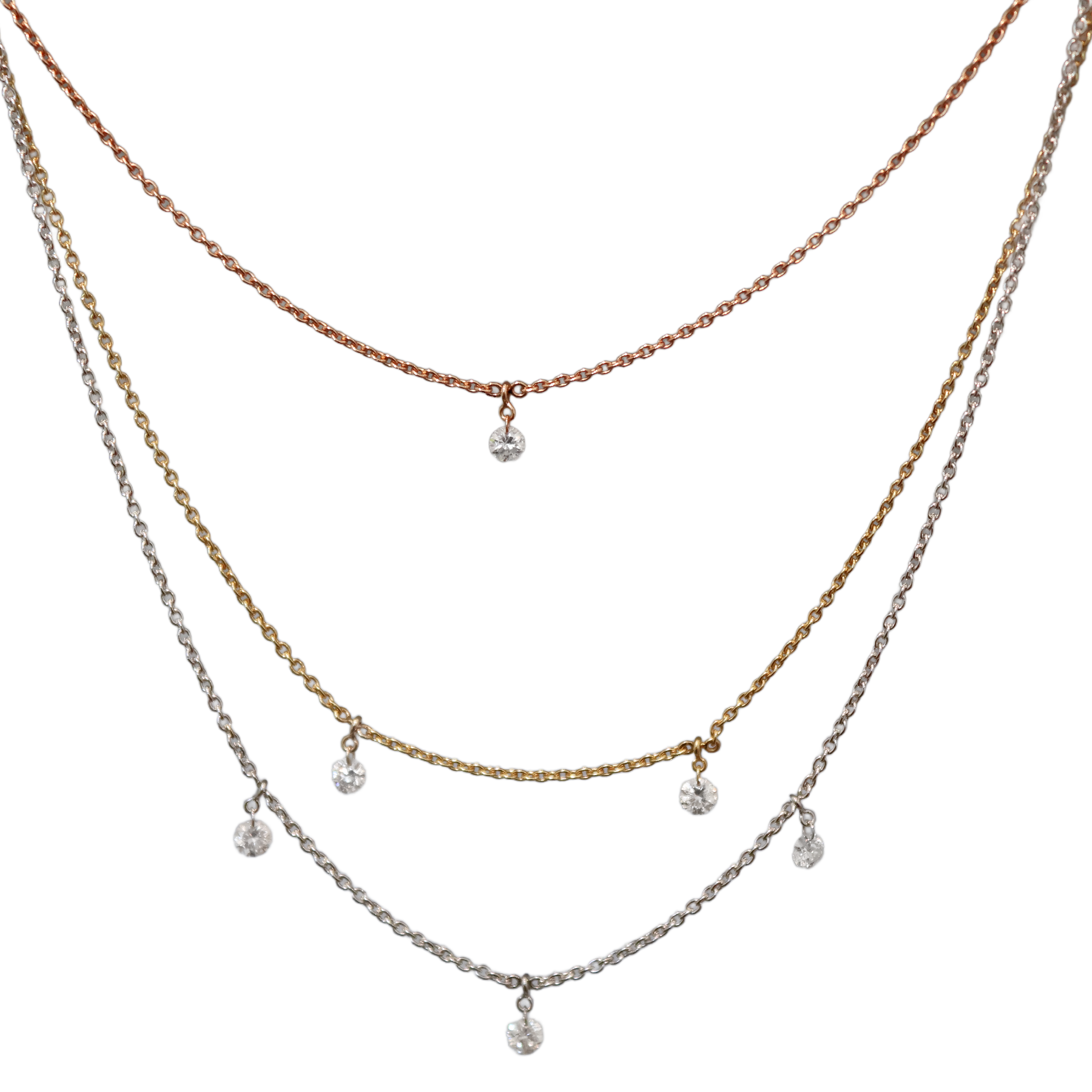 Multi Gold & Drilled Diamond Necklace