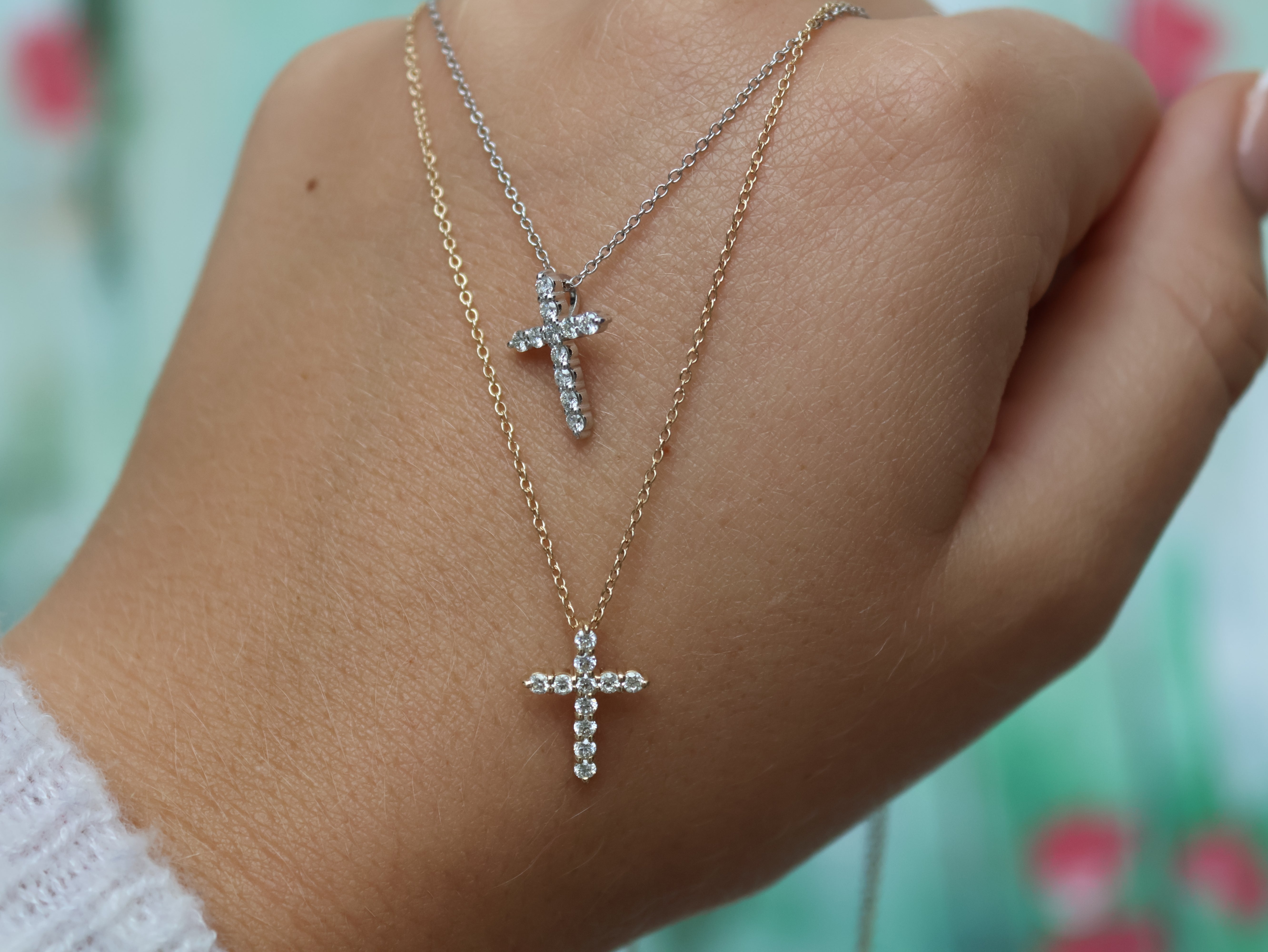 Yellow gold diamond cross