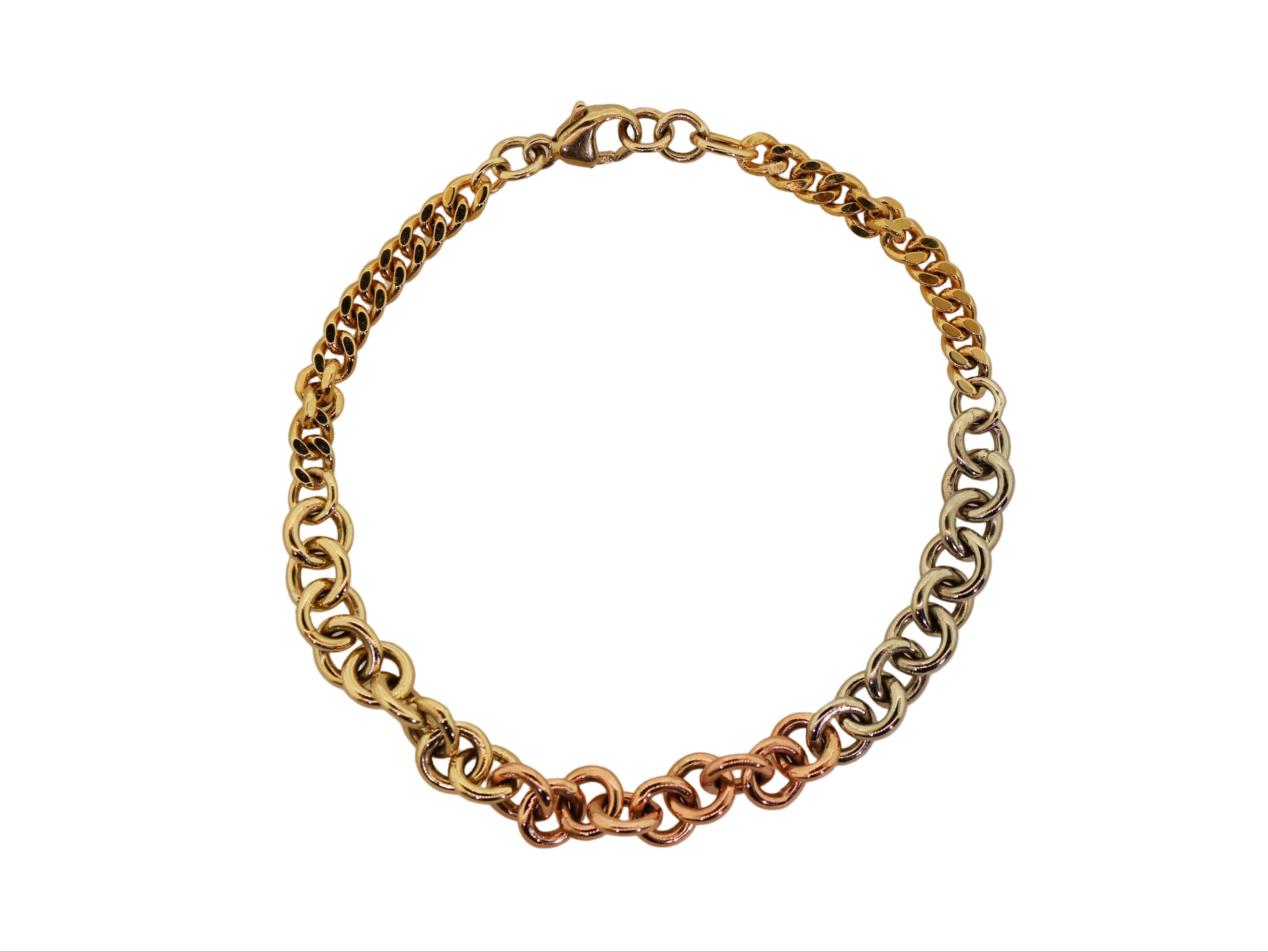 Tricolor and Cuban Link Bracelet