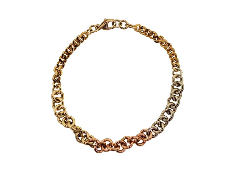 Tricolor and Cuban Link Bracelet