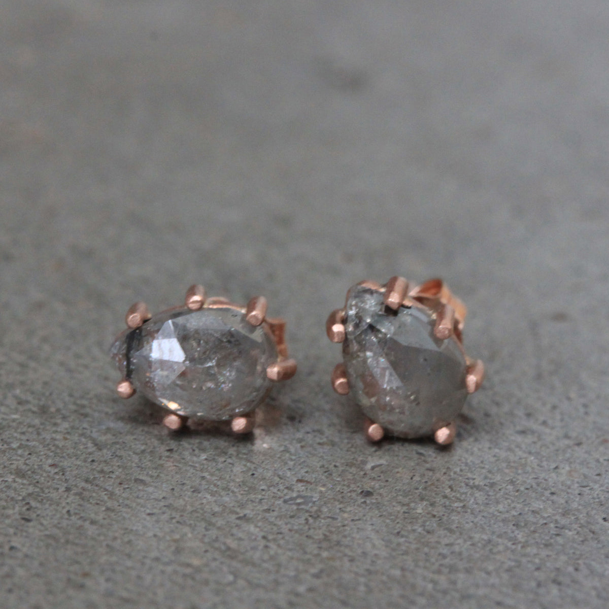 Raw Diamond Stud Earrings