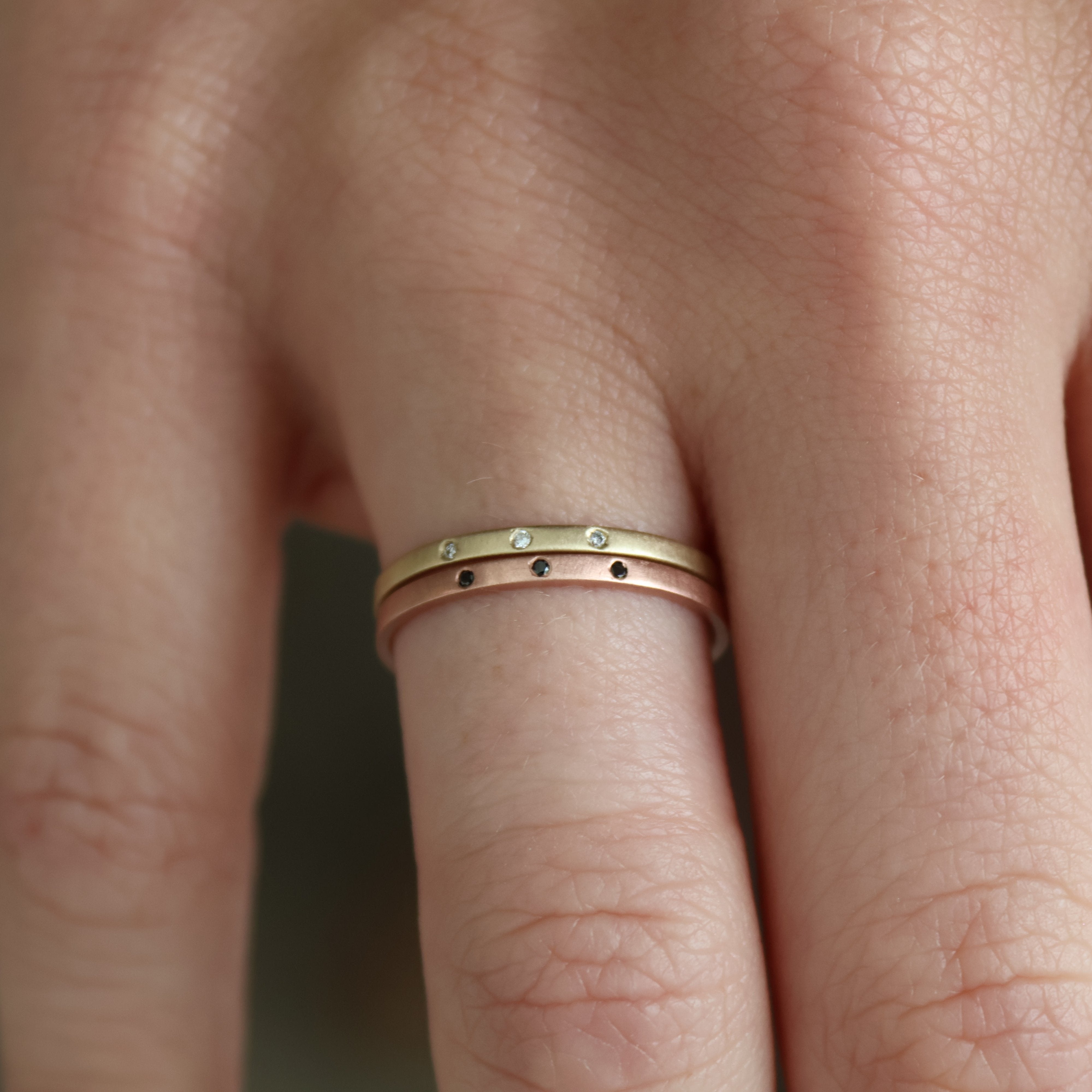 3 Diamond Yellow Gold Stacking Ring