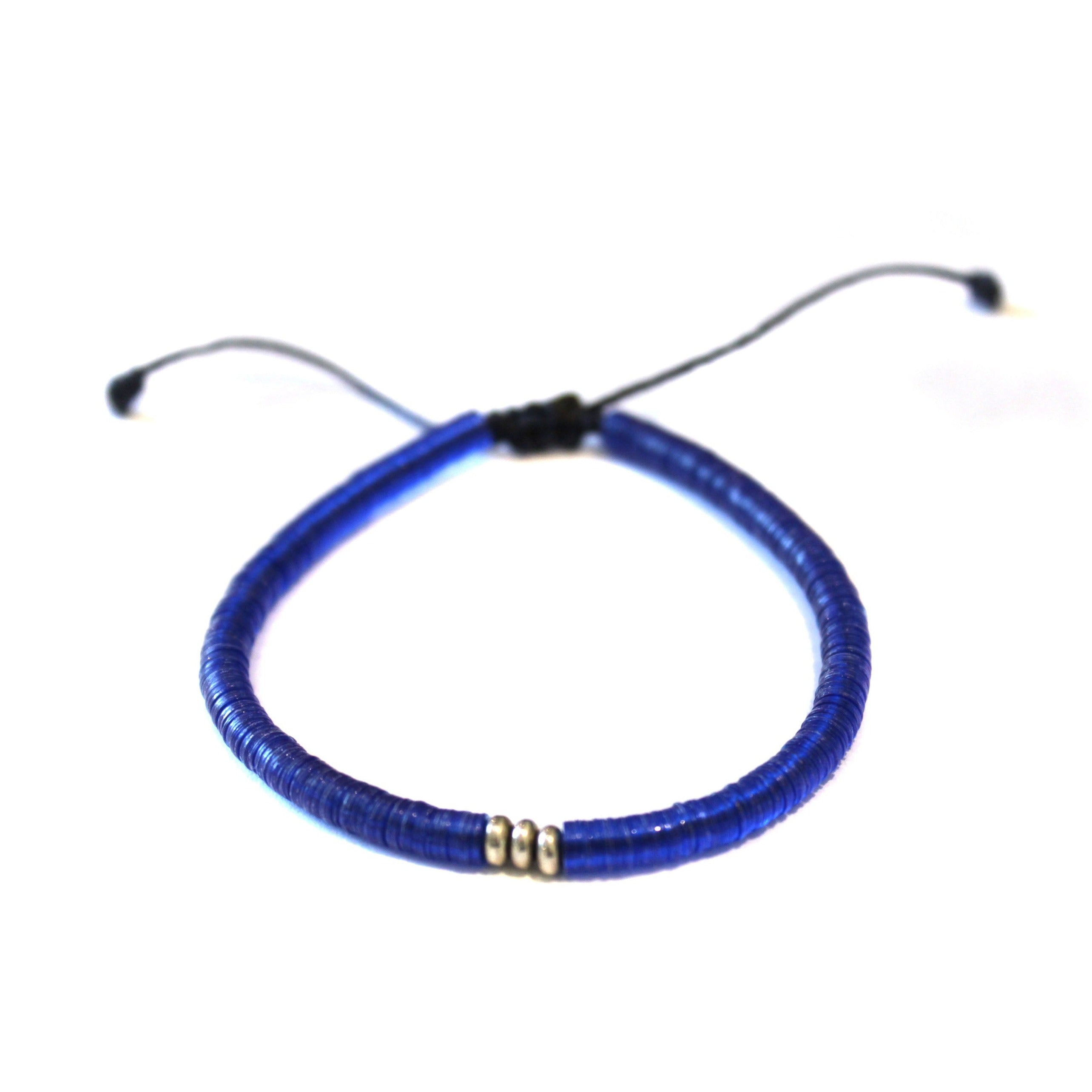 Blue Disc & Silver Spacer Bracelet