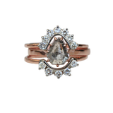 Raw Rose Cut Diamond and Double Halo Set