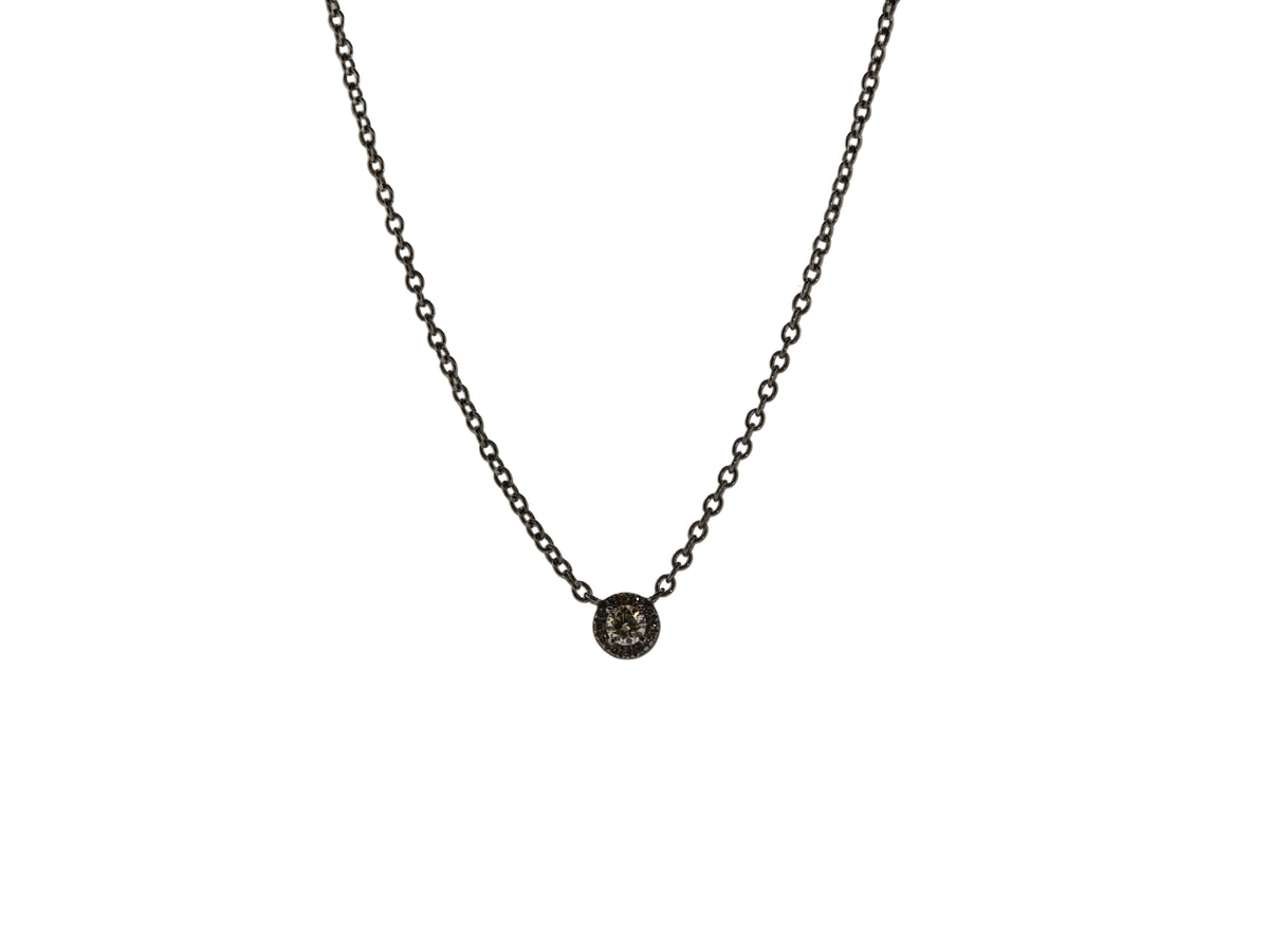 Silver Solitaire & Diamond Halo Necklace