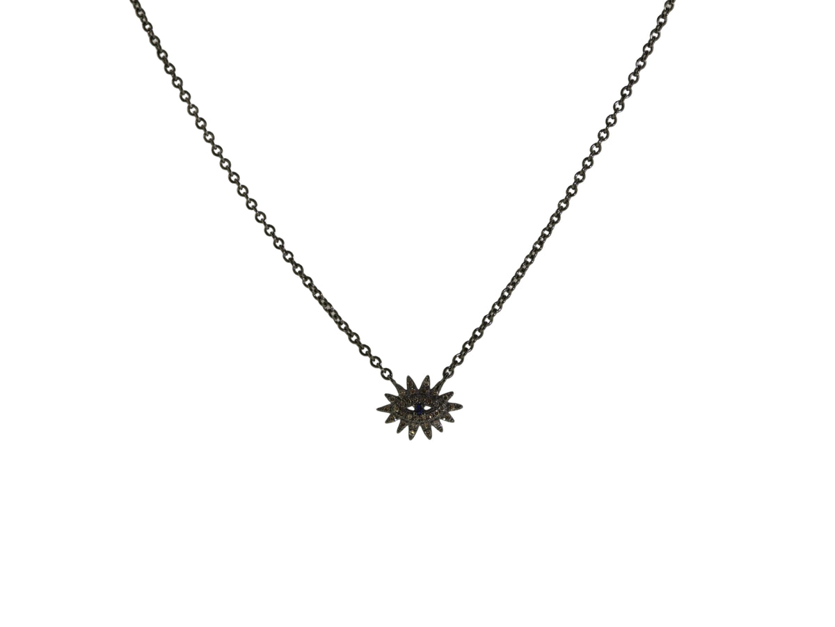 Silver Diamond Evil Eye Starburst Necklace