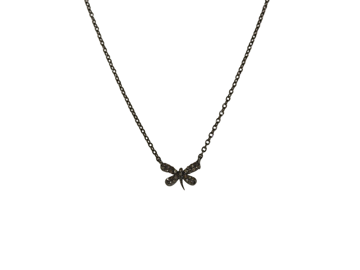 Silver Diamond Dragonfly Necklace