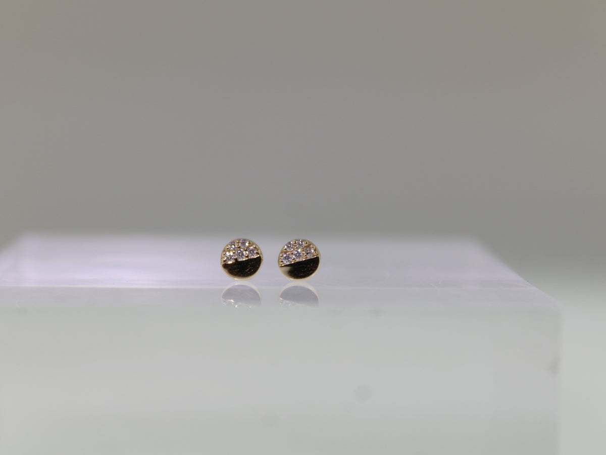 Round Disk Half Pavé Studs