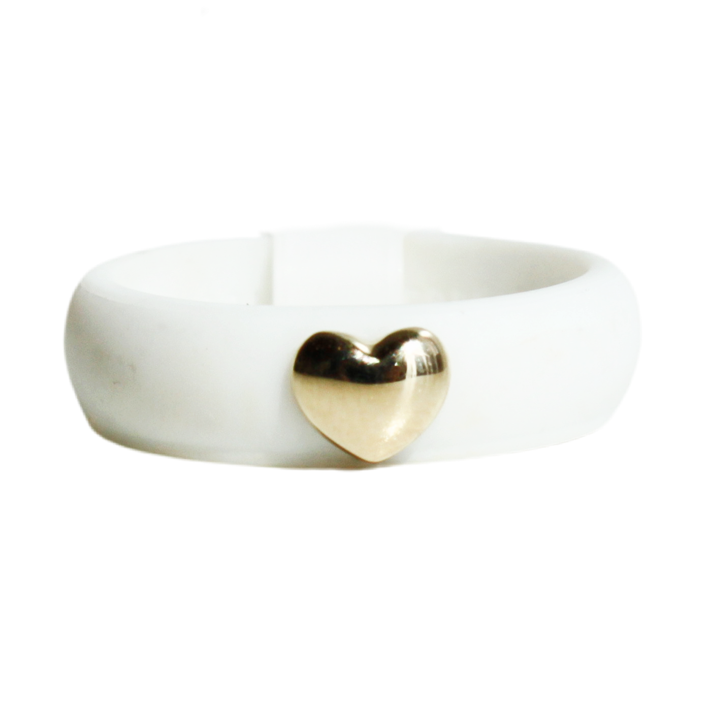 yellow gold heart on slicone band 