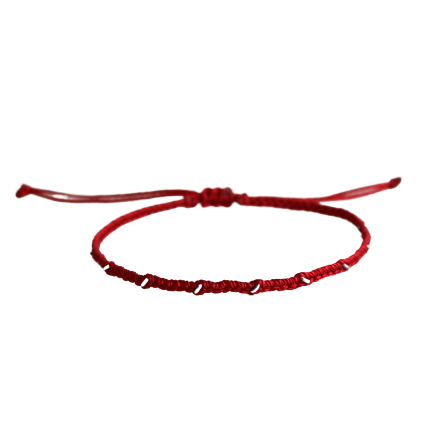 Red Macrame Bracelet with Silver Rings