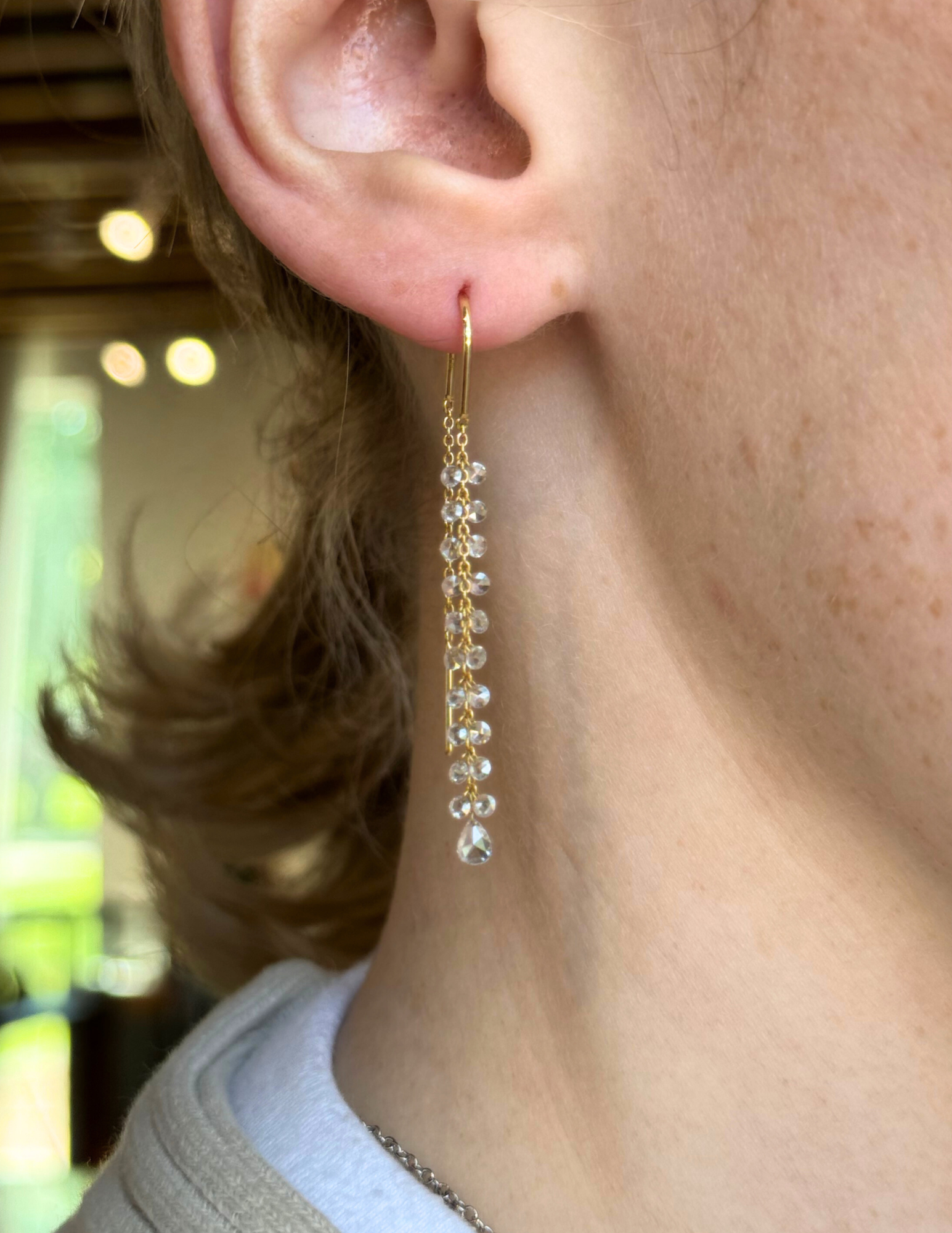 Dangle Drilled Diamond Earrings