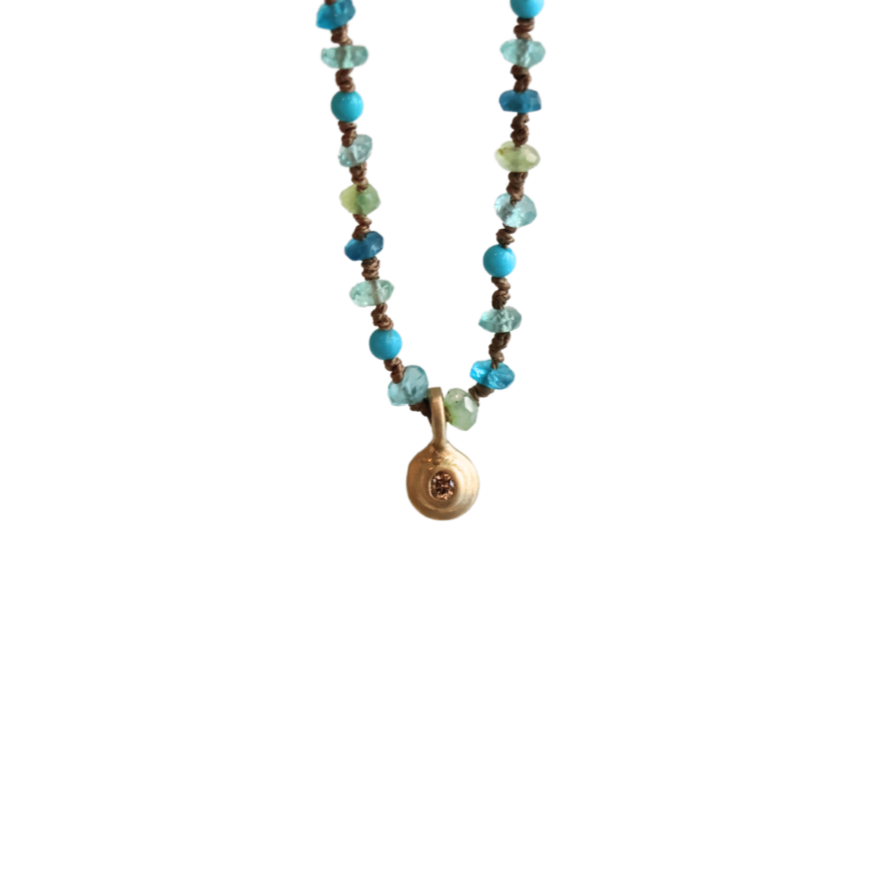 Blue & Turquoise Gemstone Leather Necklace