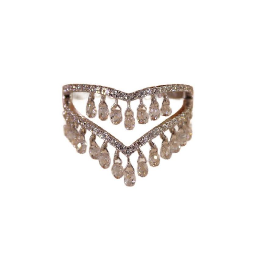 Drilled Diamond Fringe Ring