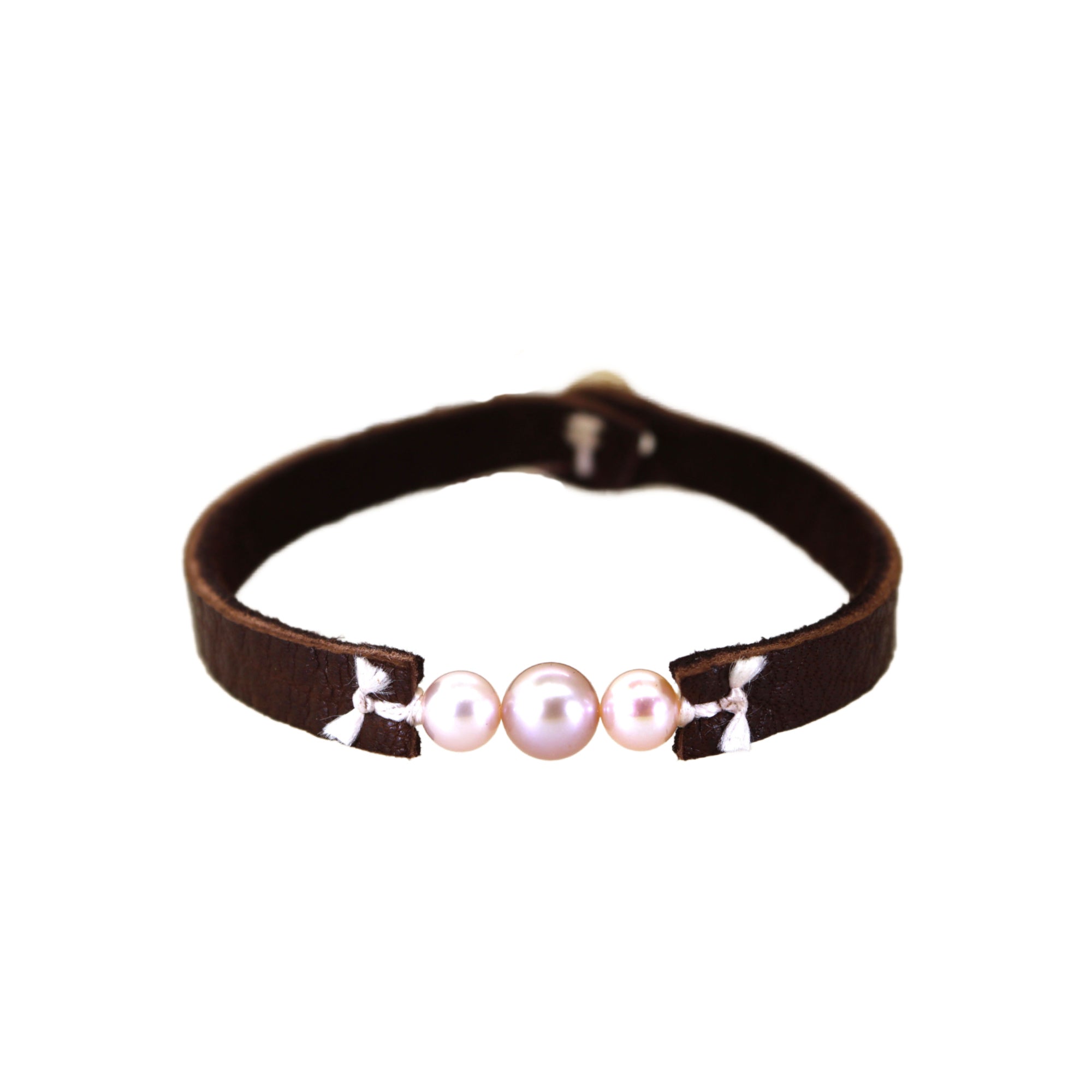 3 Pearl Chocolate Leather Bracelet