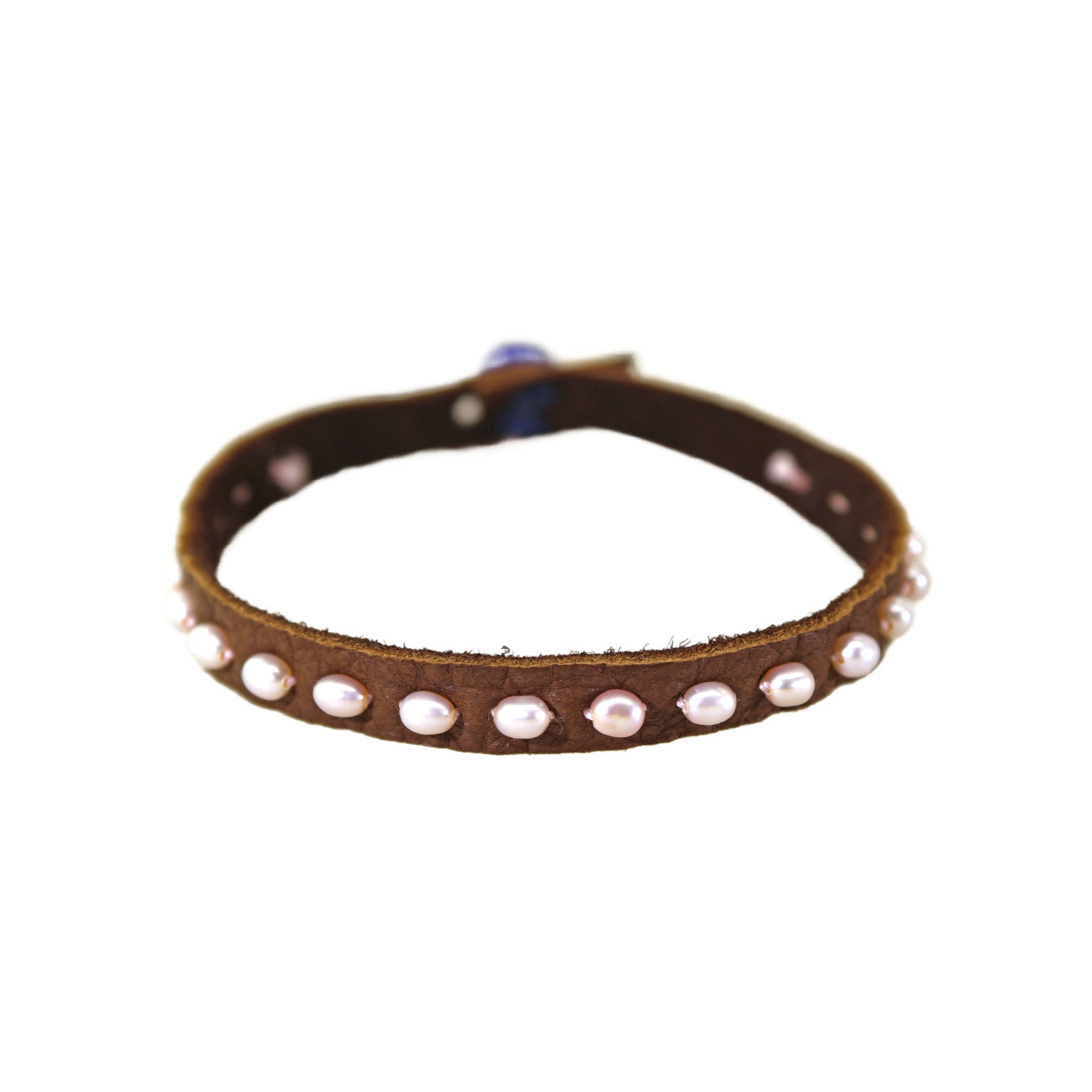 Blush Pearl Chocolate Deer Leather Bracelet